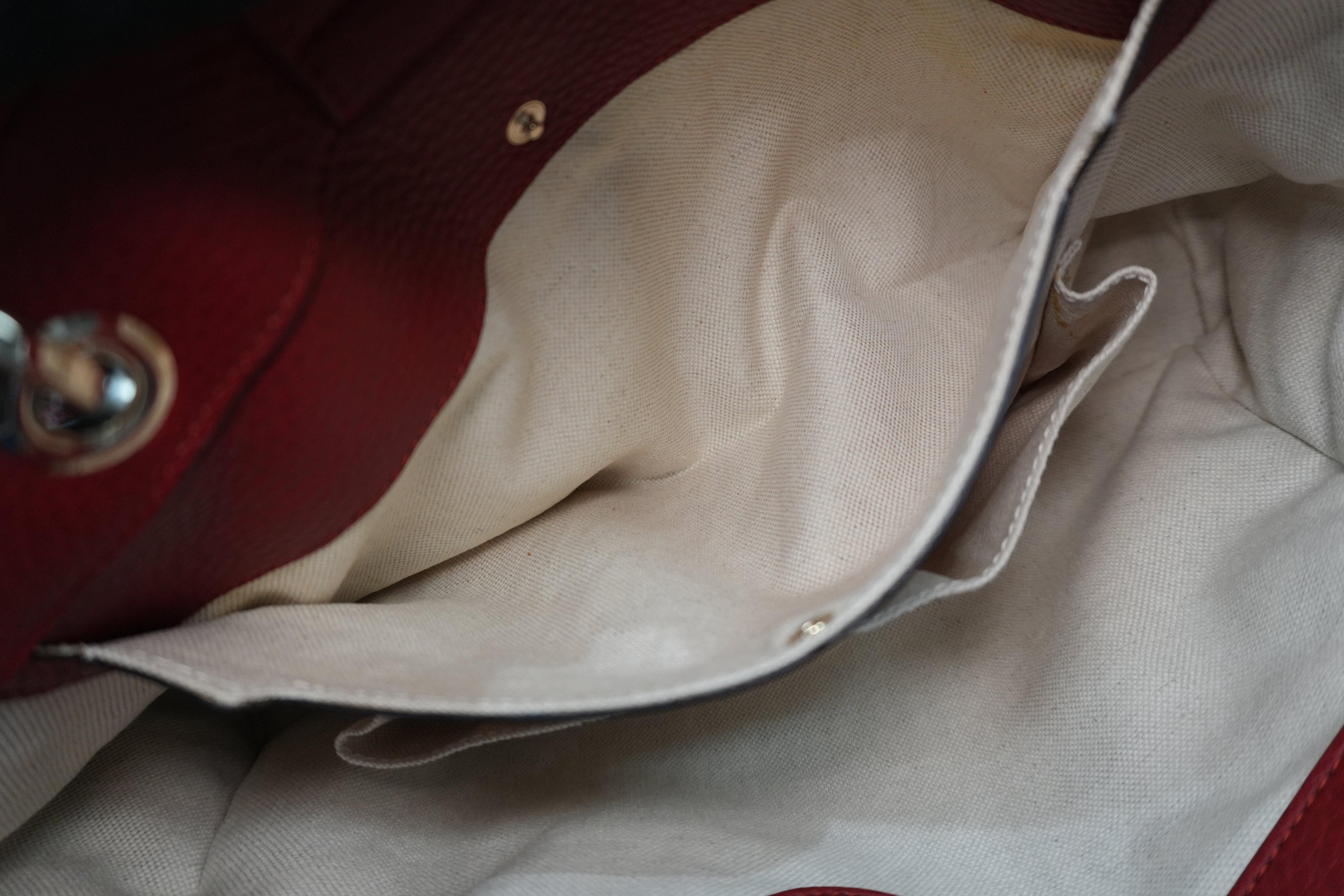 Gucci Bamboo Two Way Shoulder Bag Red Leather Used