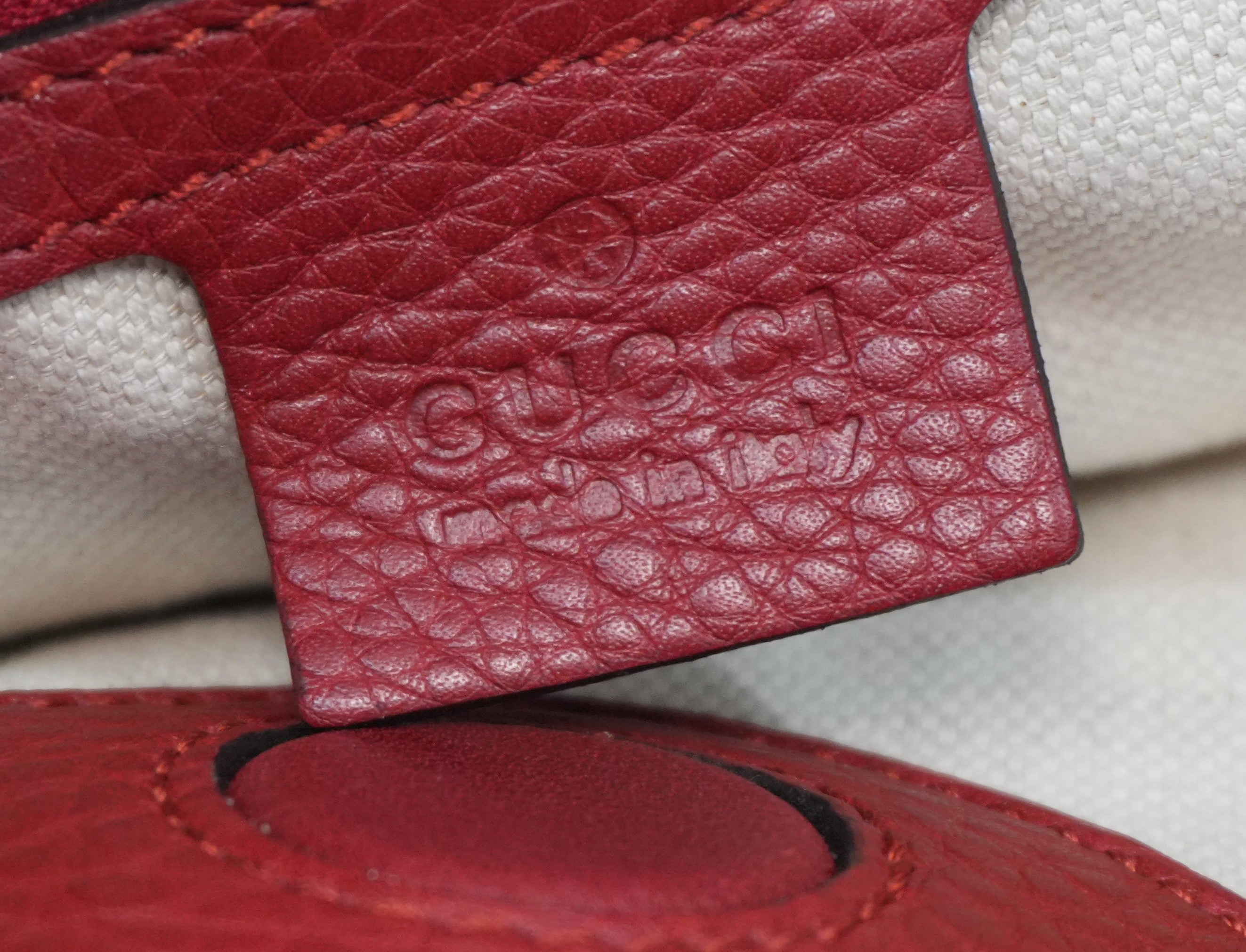 Gucci Bamboo Two Way Shoulder Bag Red Leather Used