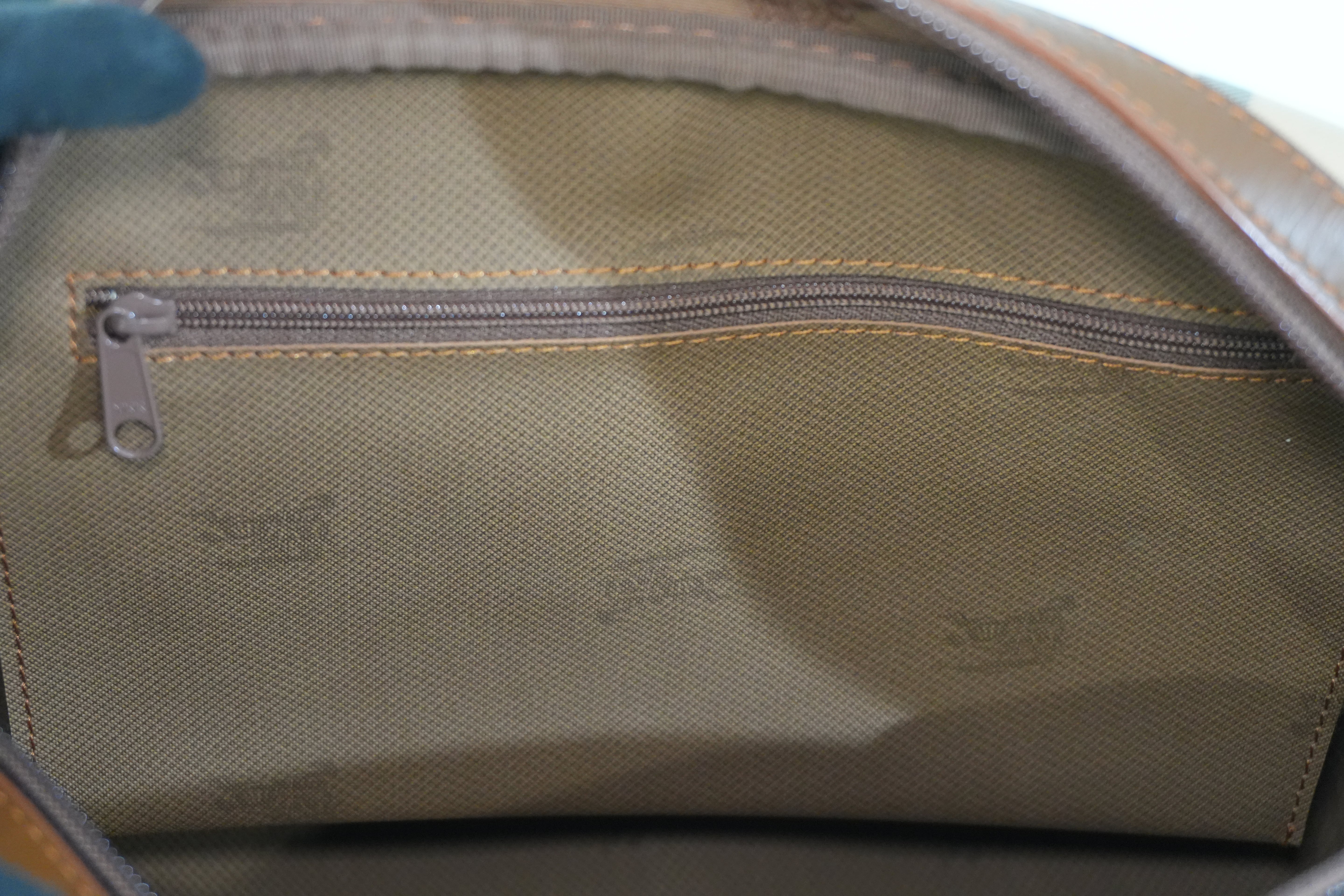 Pre-owned Burberry Haymarket Check Boston Bag Brown