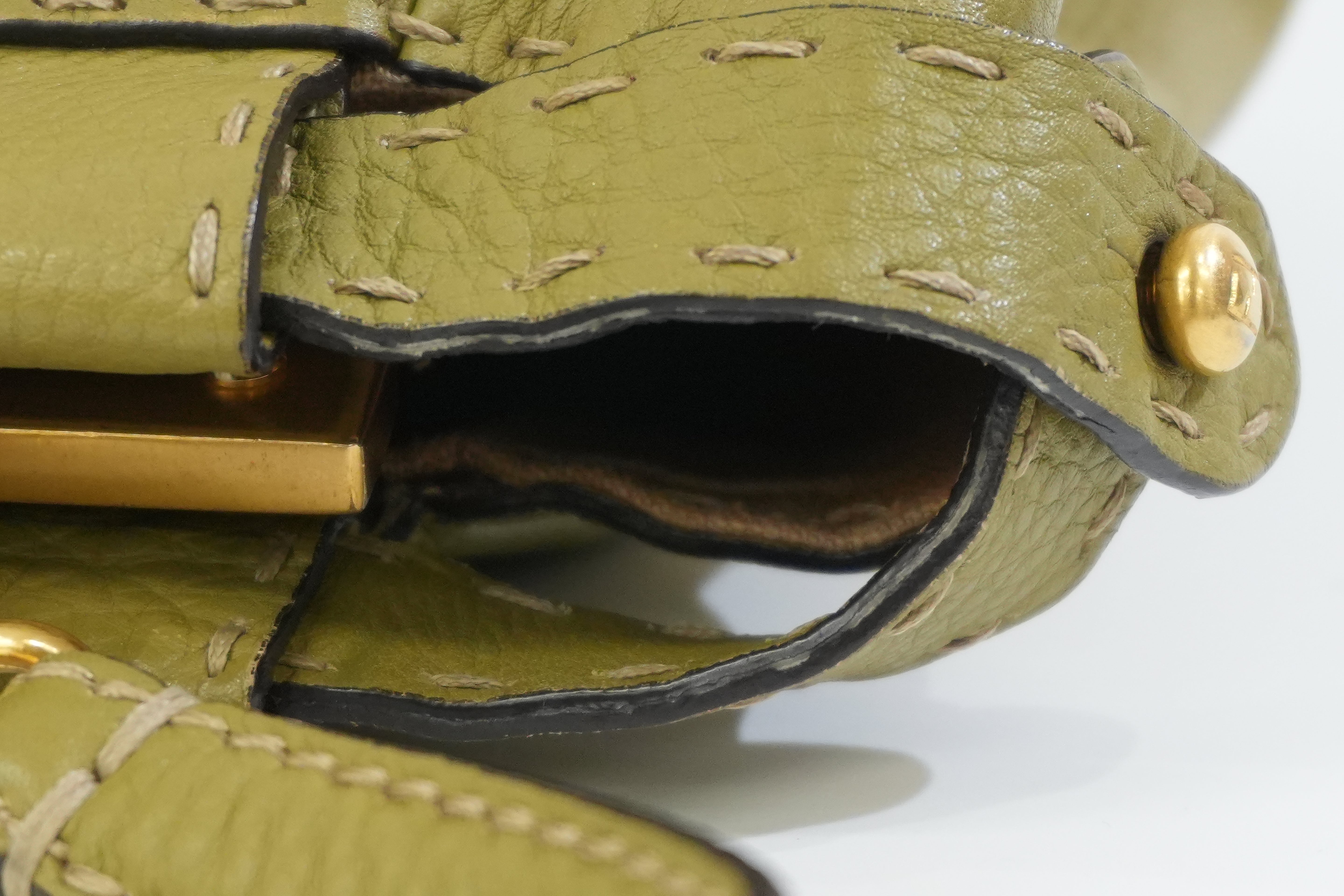 Pre-owned Fendi Calfskin Leather Peek a Boo Shoulder Bag Green