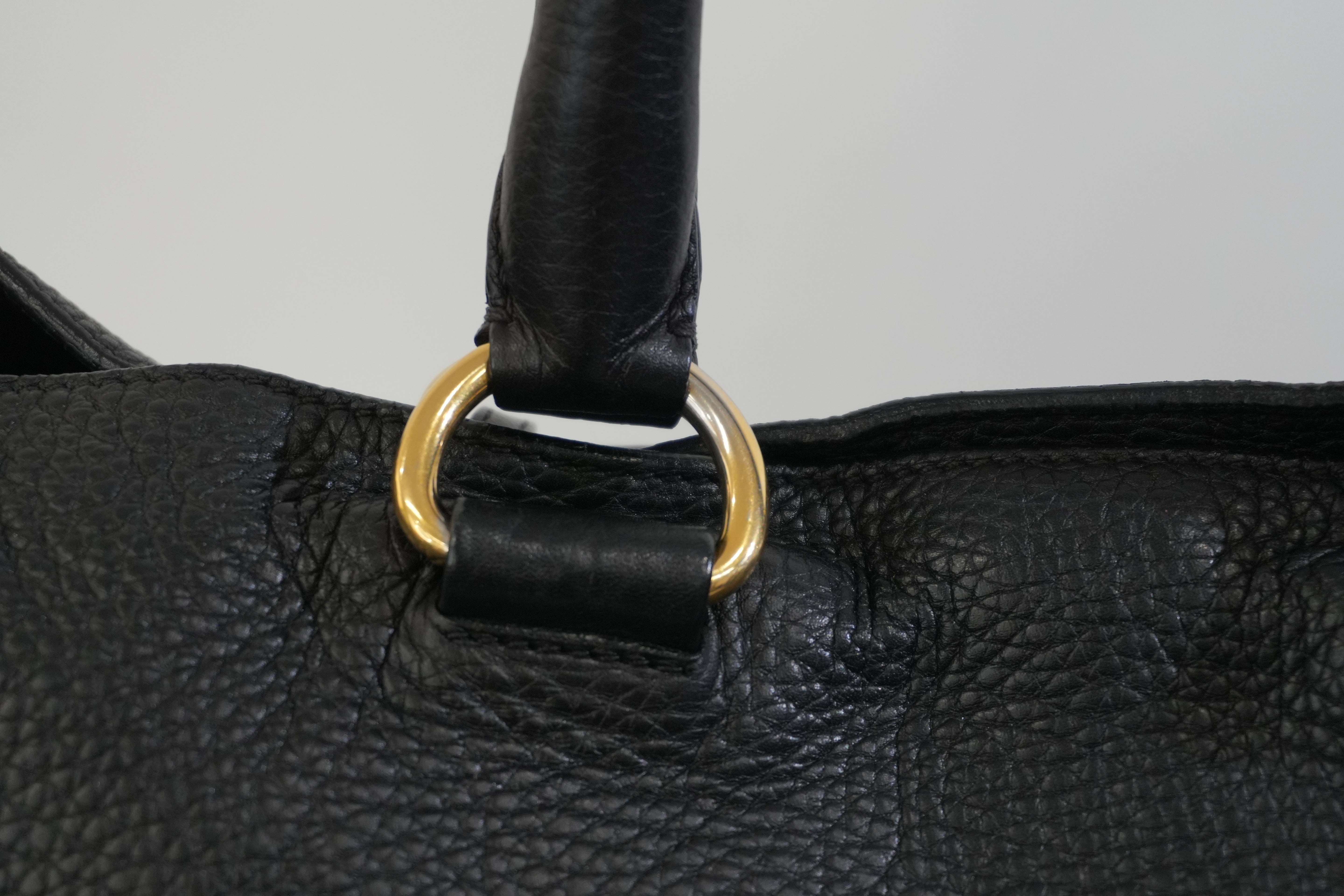 Pre-owned Prada Leather Two Way Shoulder Tote Bag Black