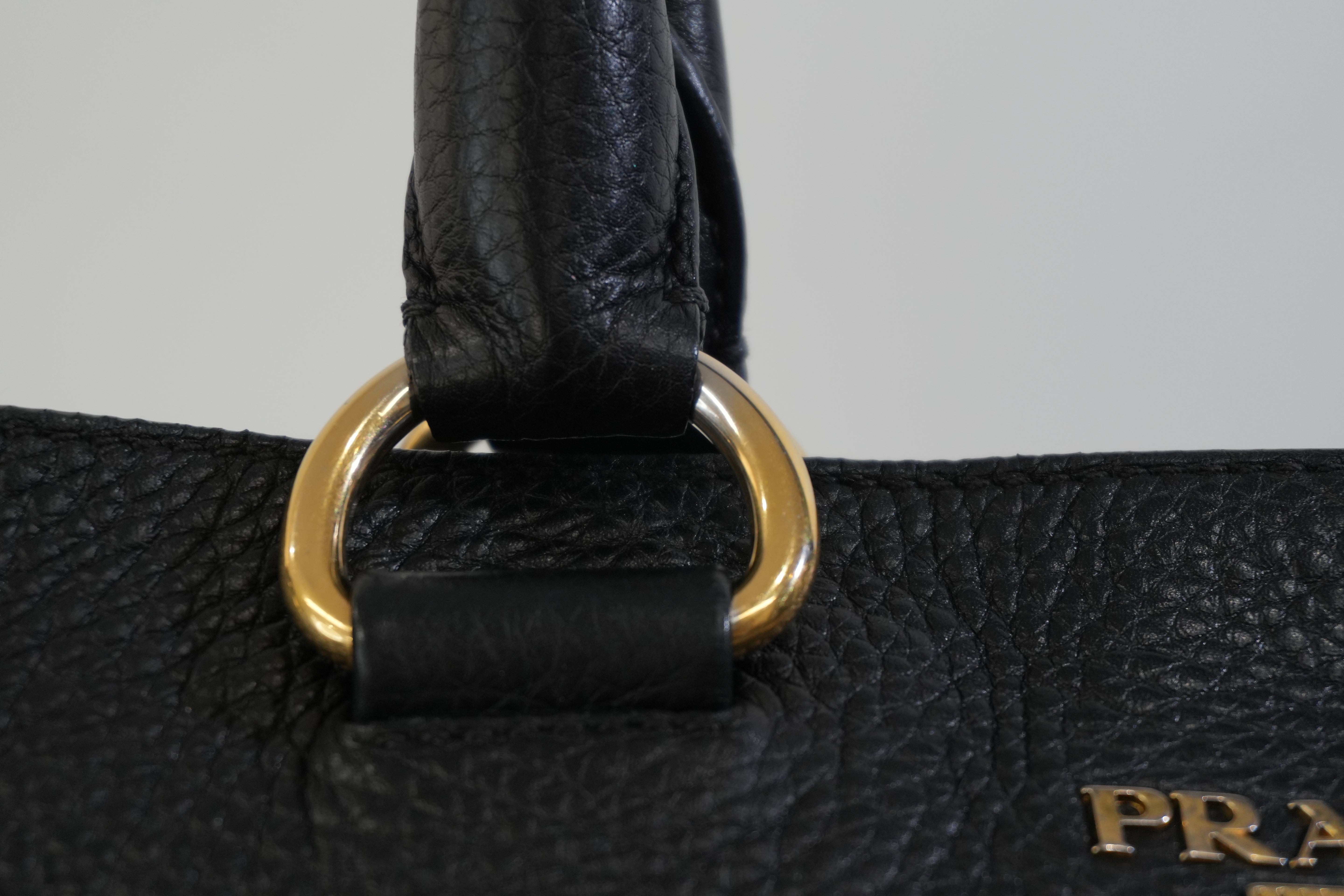 Pre-owned Prada Leather Two Way Shoulder Tote Bag Black