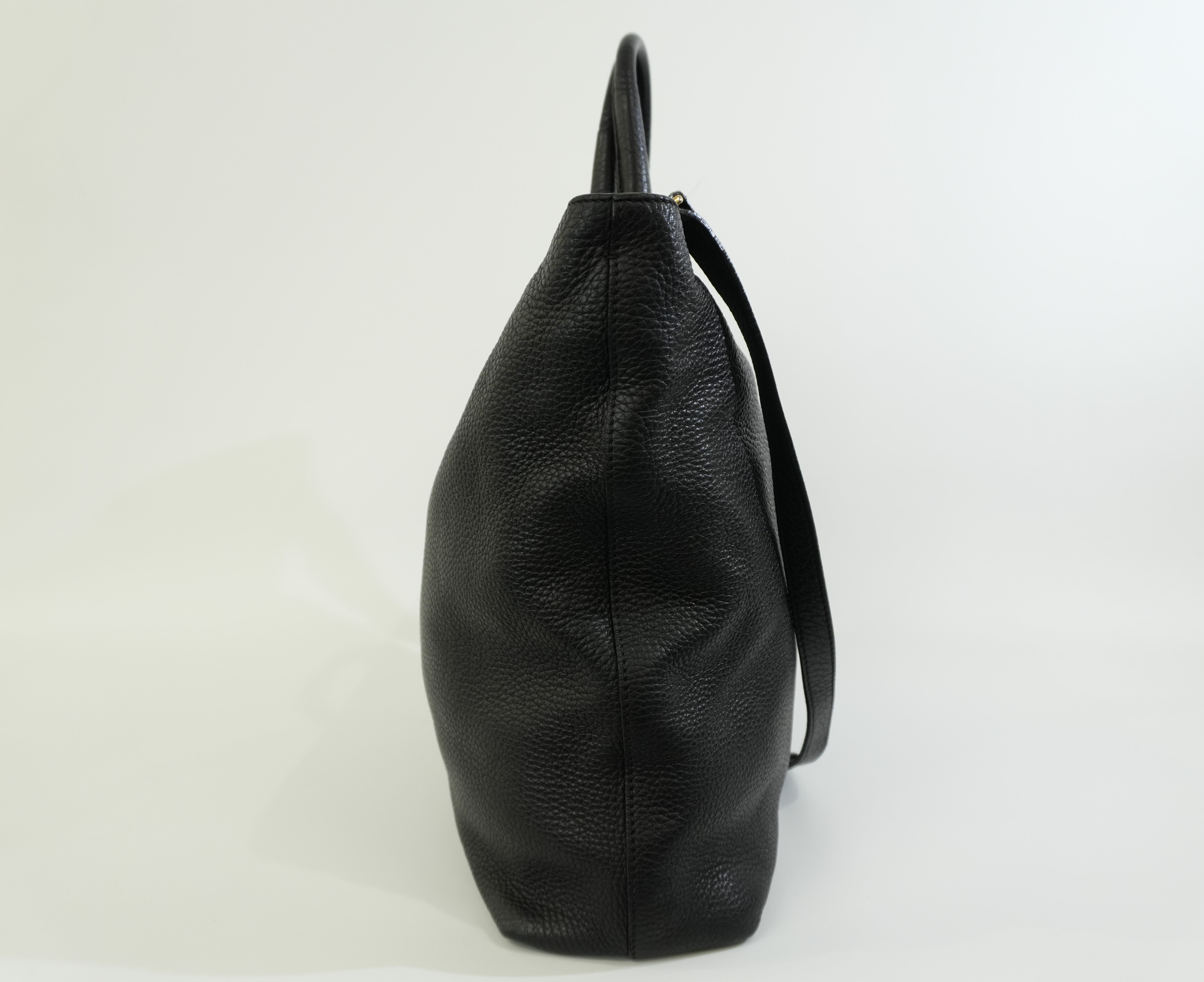 Pre-owned Prada Leather Two Way Shoulder Tote Bag Black