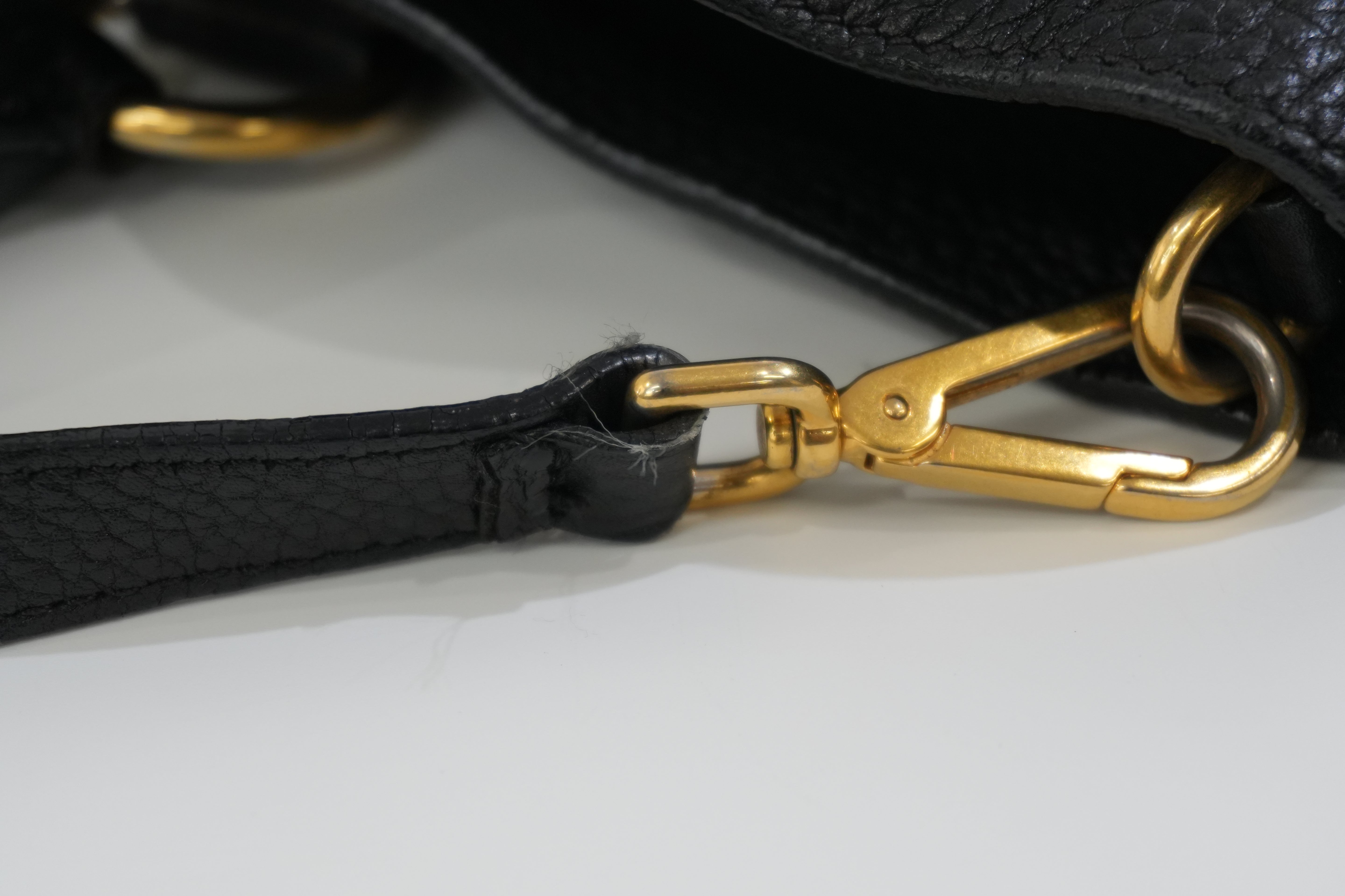 Pre-owned Prada Leather Two Way Shoulder Tote Bag Black