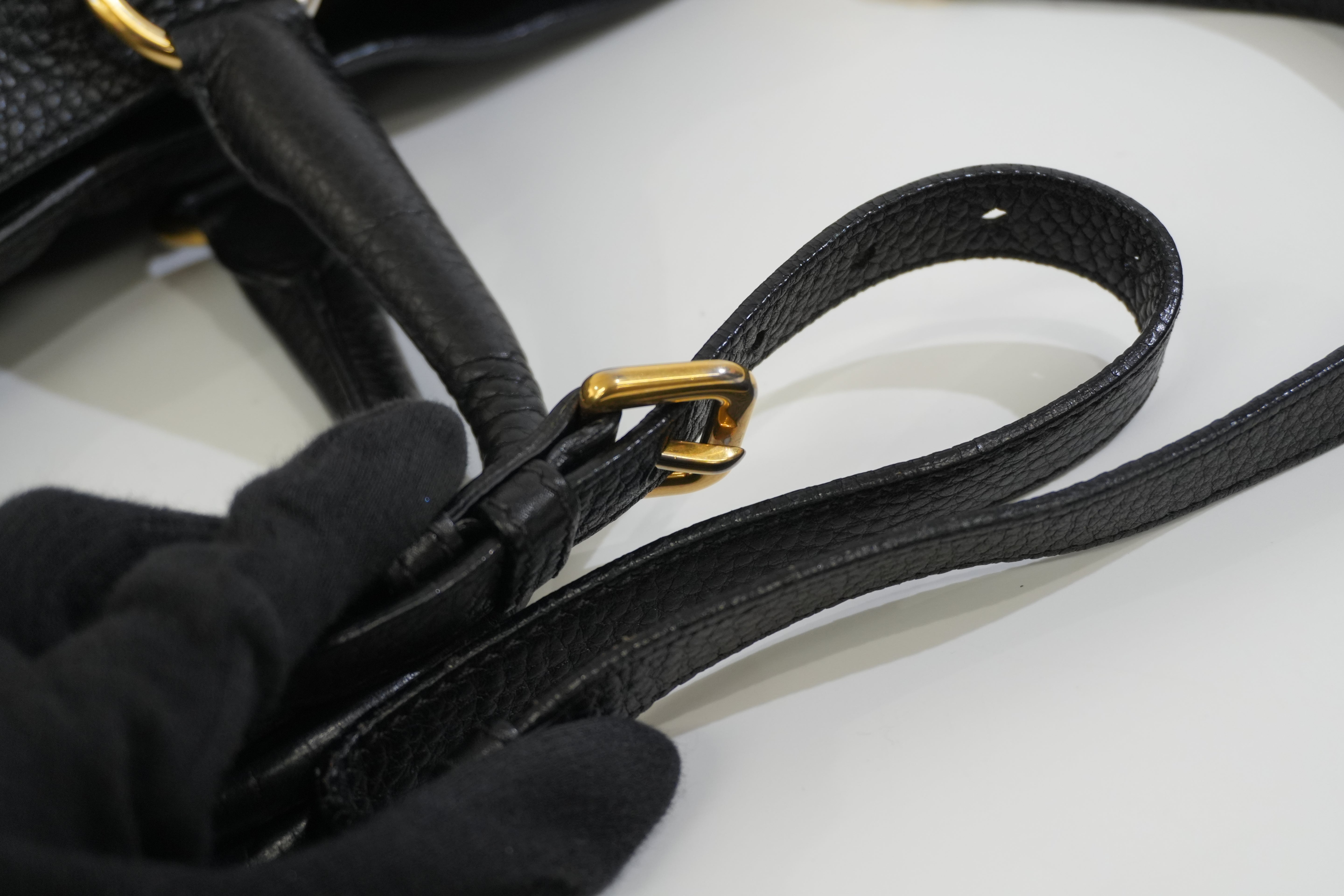 Pre-owned Prada Leather Two Way Shoulder Tote Bag Black