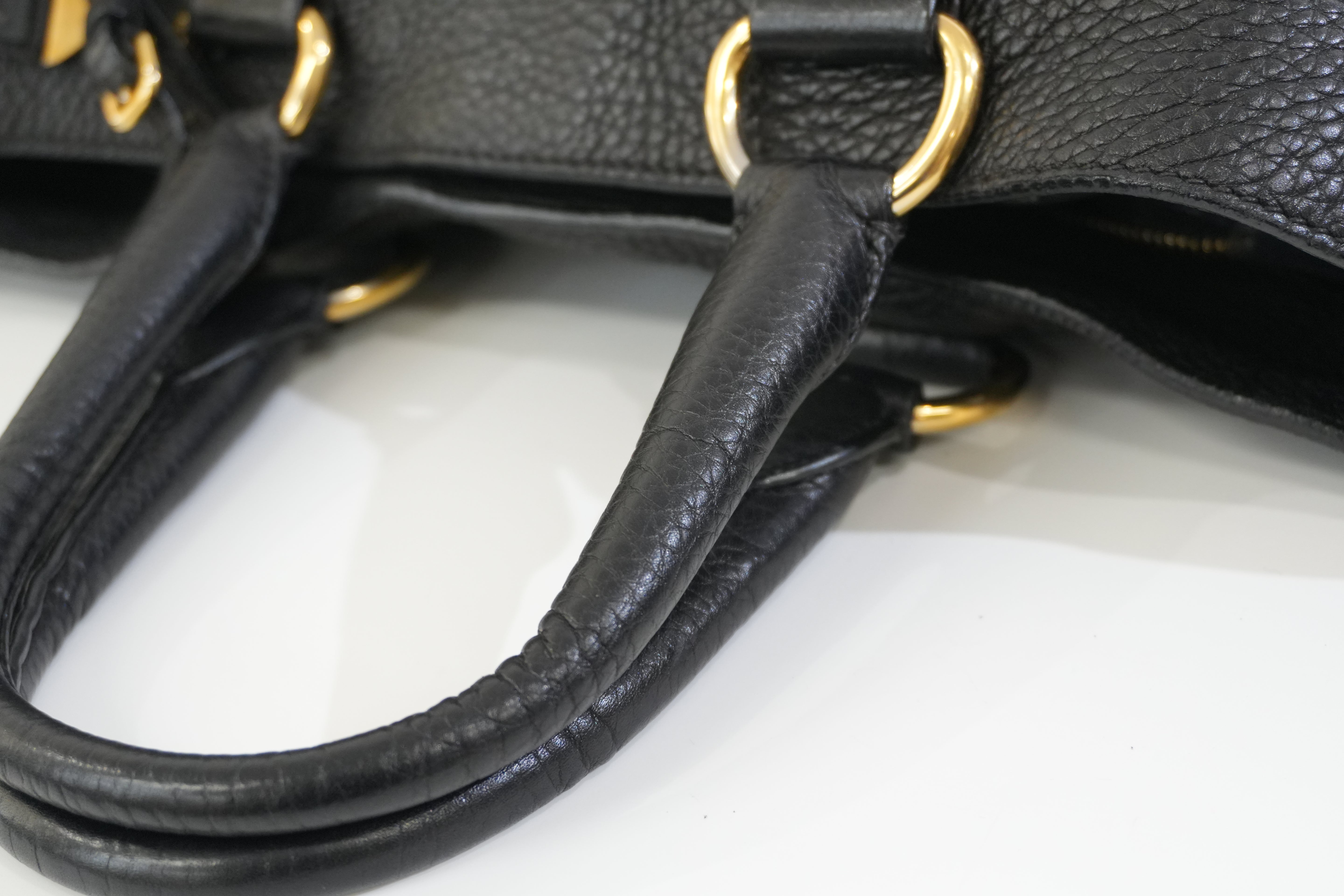 Pre-owned Prada Leather Two Way Shoulder Tote Bag Black