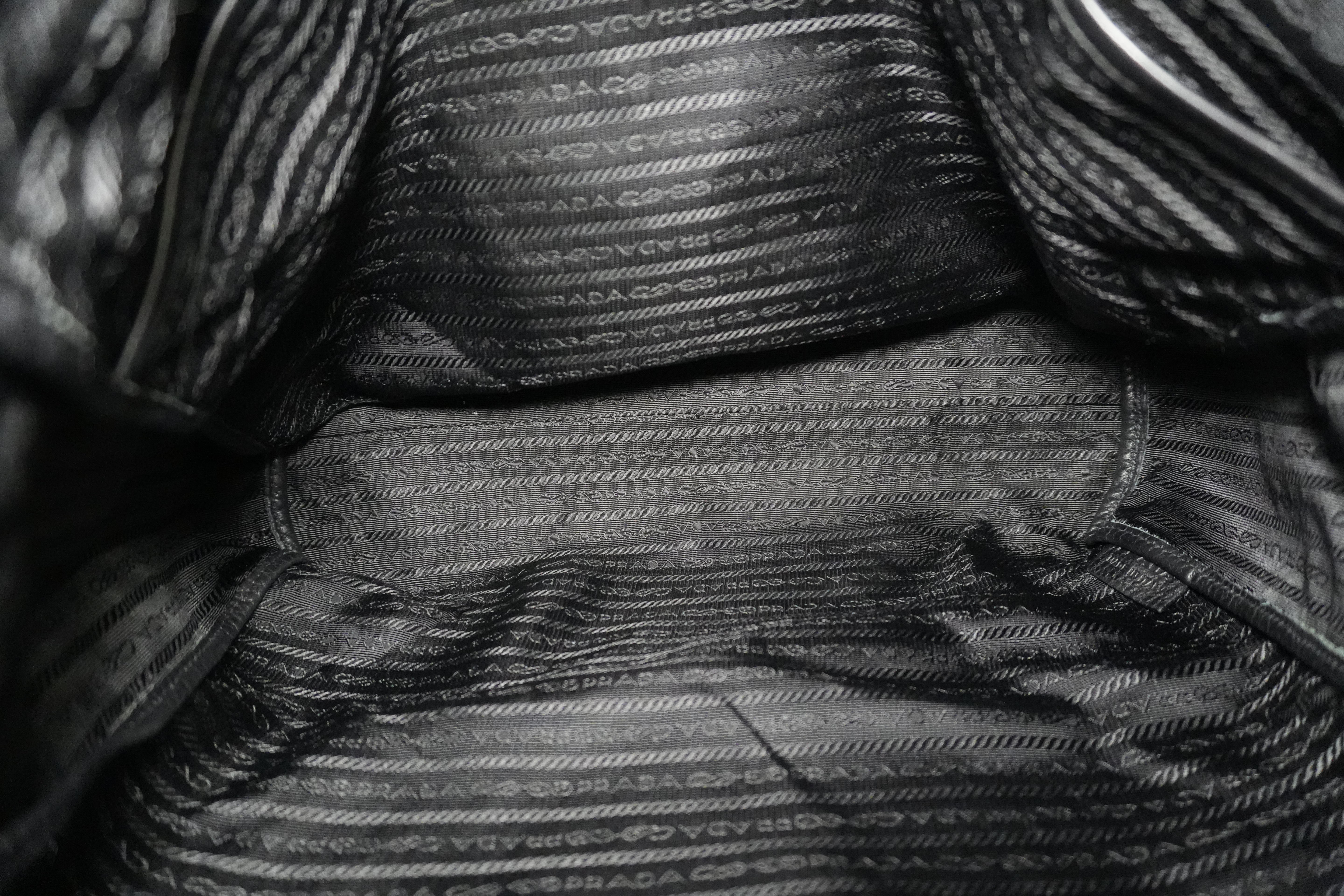 Pre-owned Prada Leather Two Way Shoulder Tote Bag Black