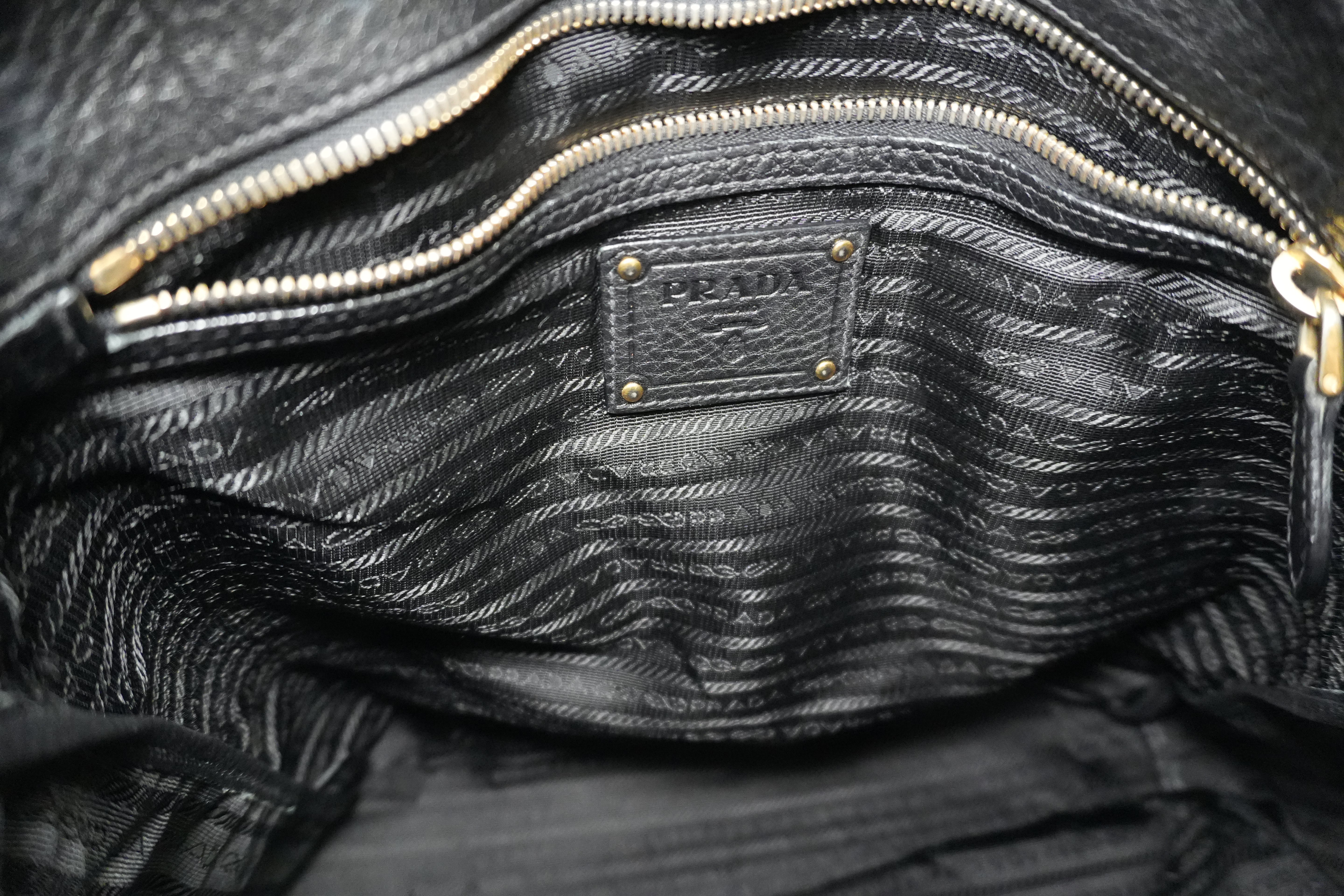 Pre-owned Prada Leather Two Way Shoulder Tote Bag Black