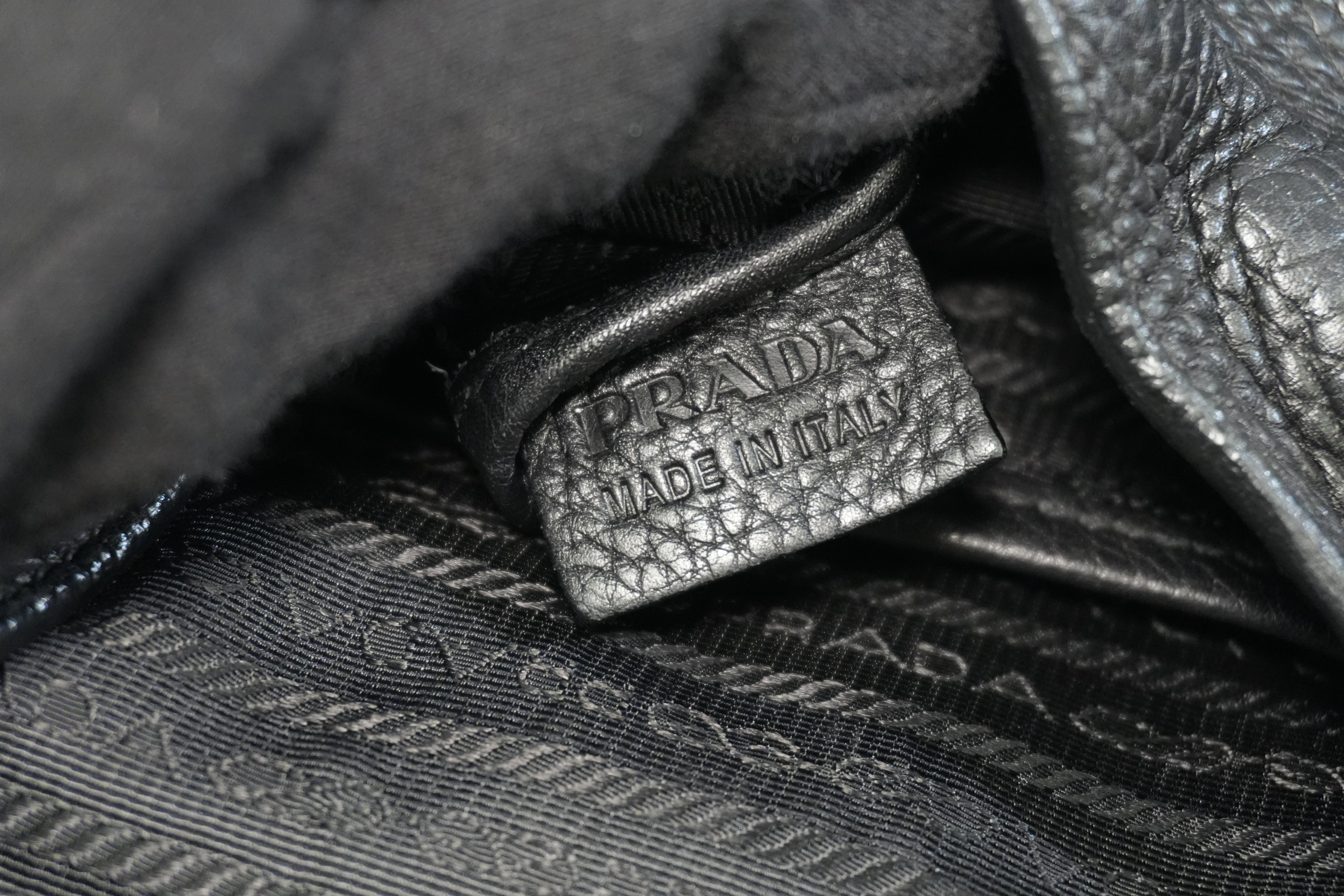 Pre-owned Prada Leather Two Way Shoulder Tote Bag Black