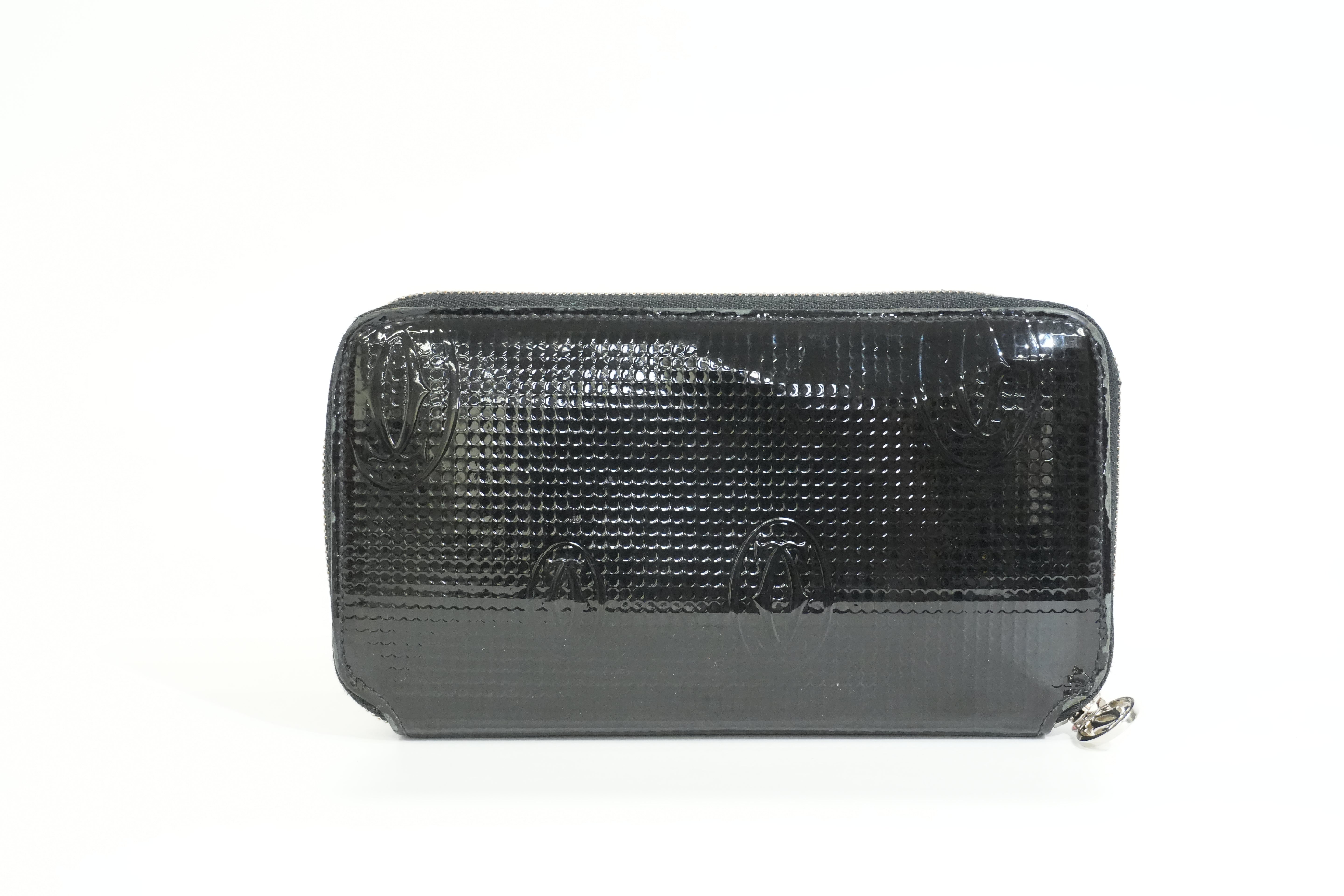 Pre-owned Cartier Zippy Long Wallet Black