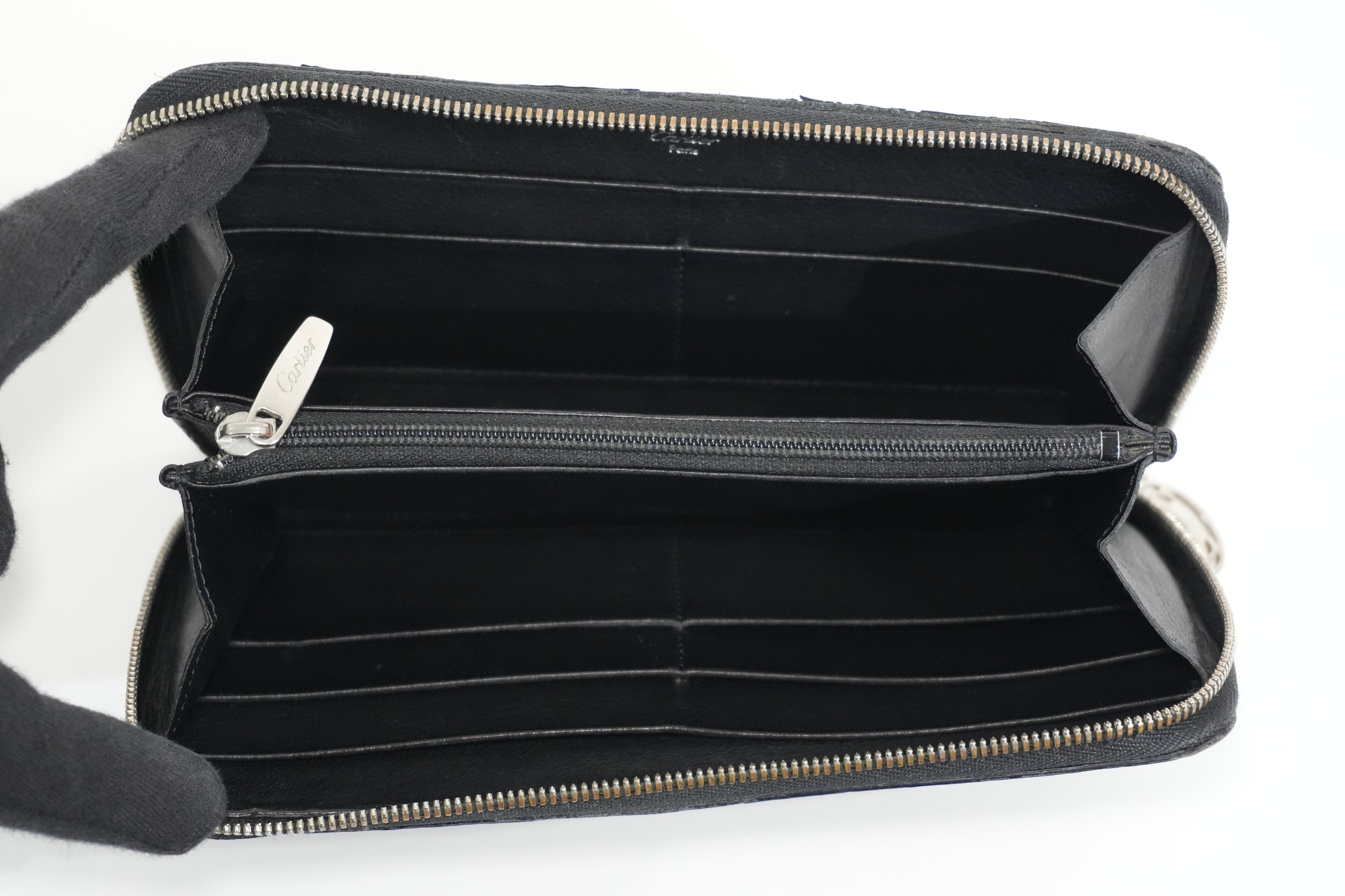 Pre-owned Cartier Zippy Long Wallet Black