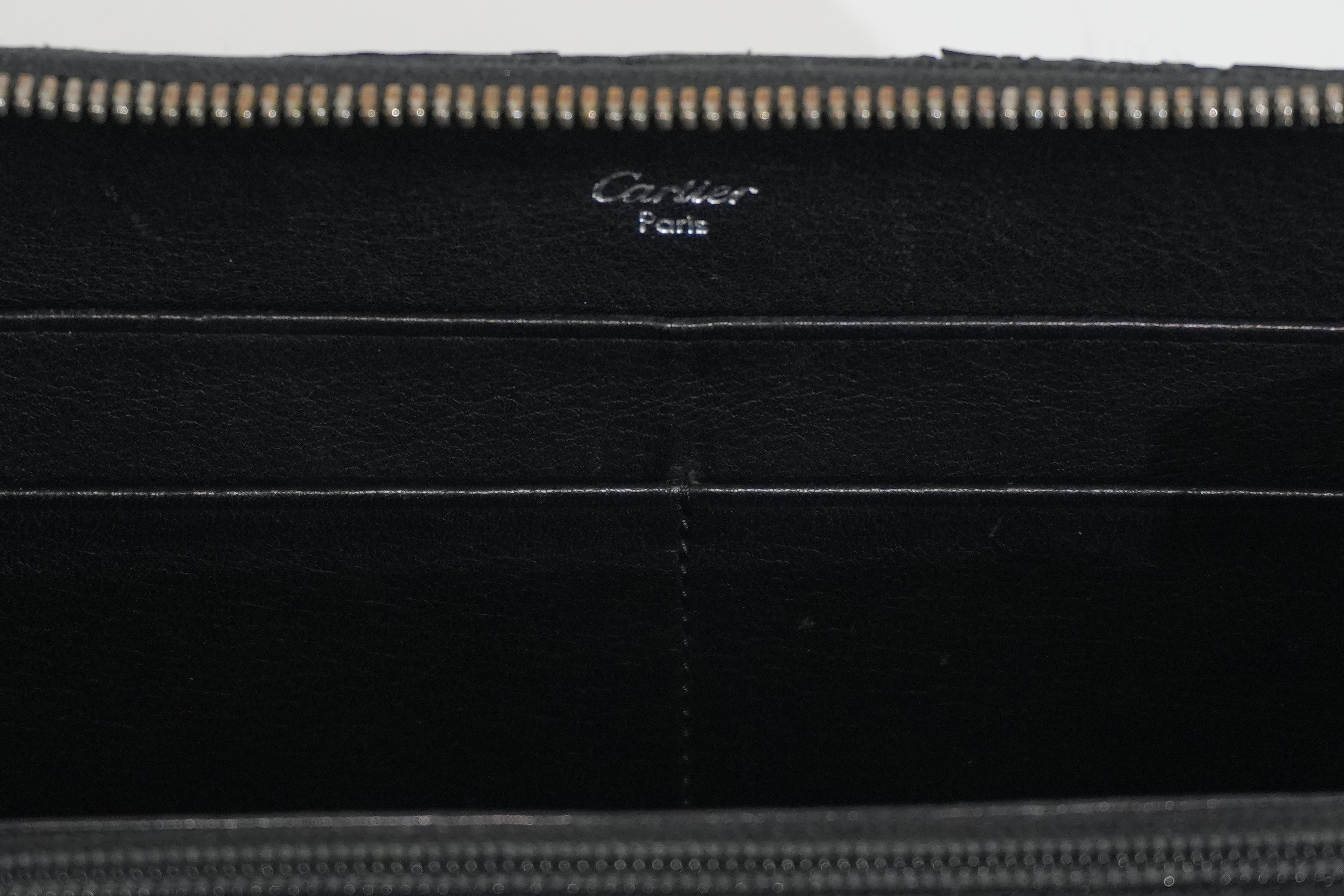 Pre-owned Cartier Zippy Long Wallet Black