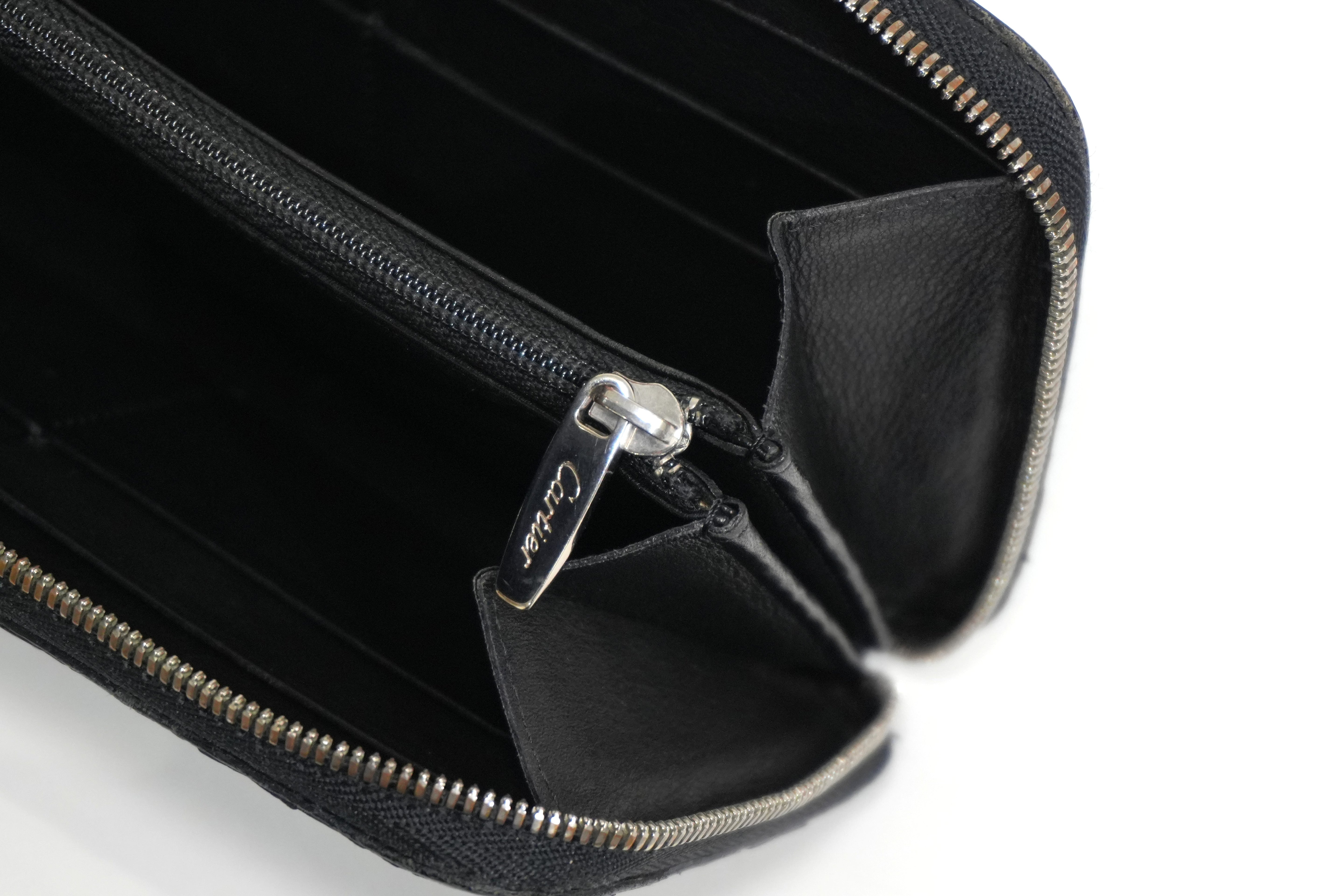 Pre-owned Cartier Zippy Long Wallet Black