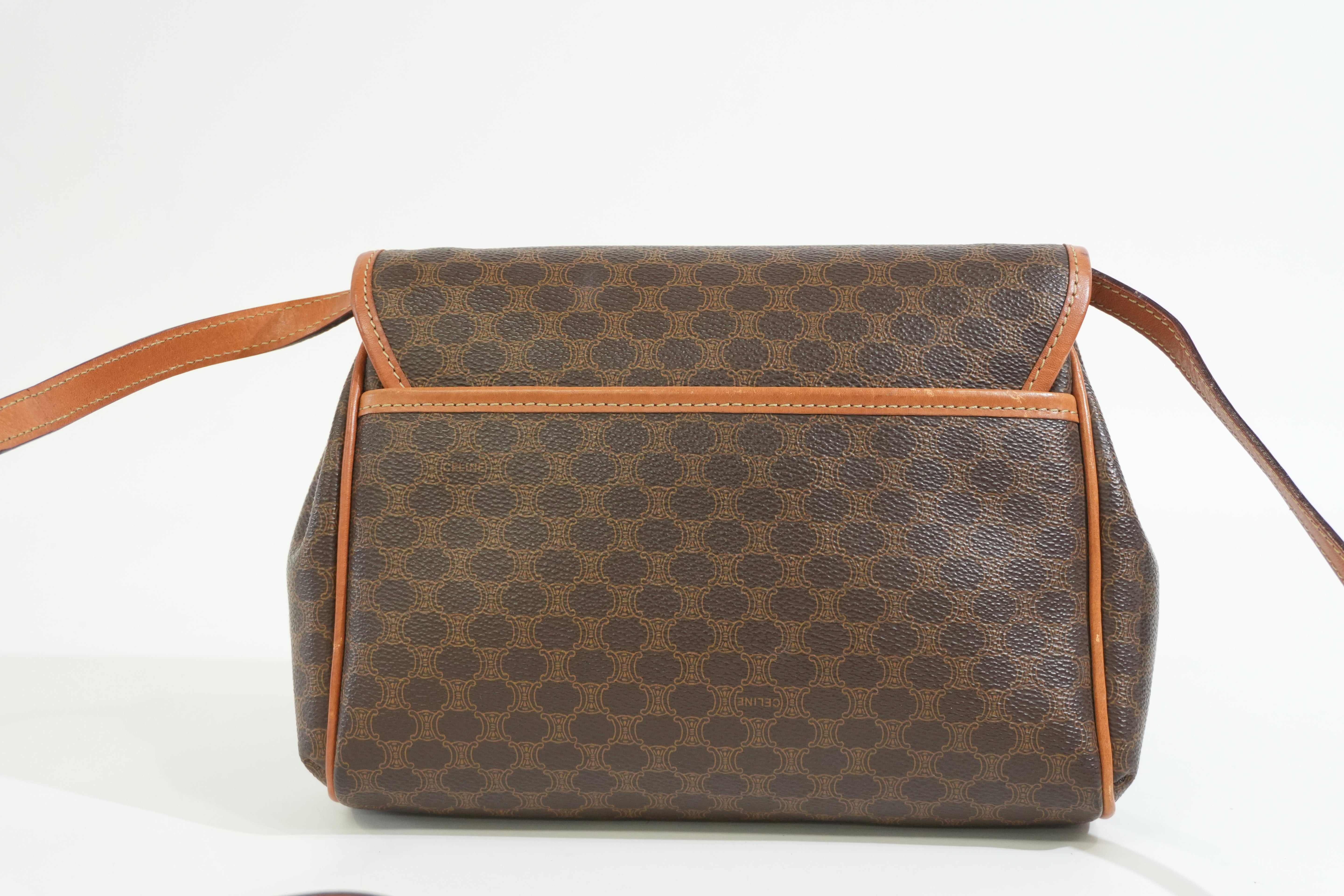 Pre-owned Celine Macadam Crossbody Bag Brown