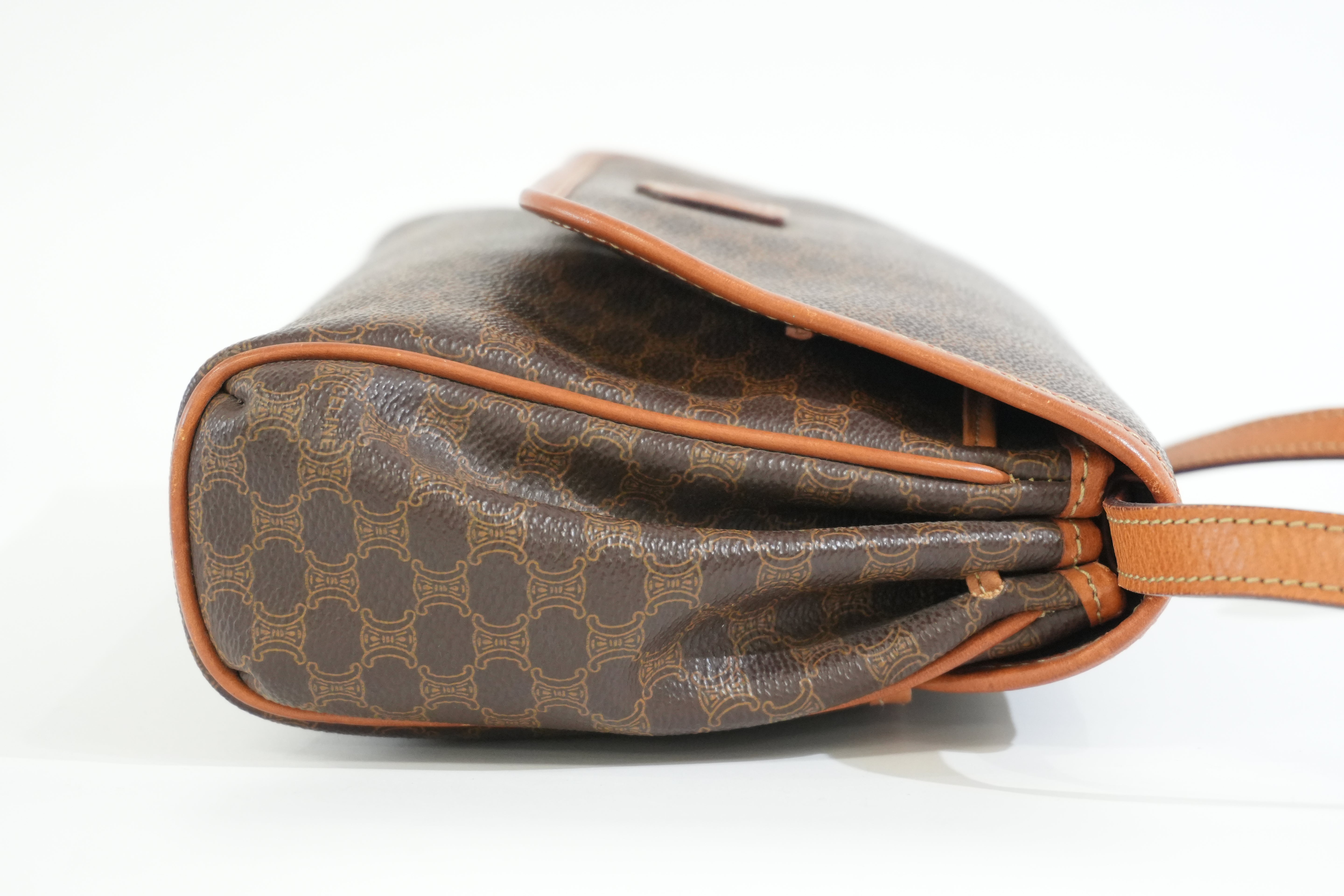 Pre-owned Celine Macadam Crossbody Bag Brown