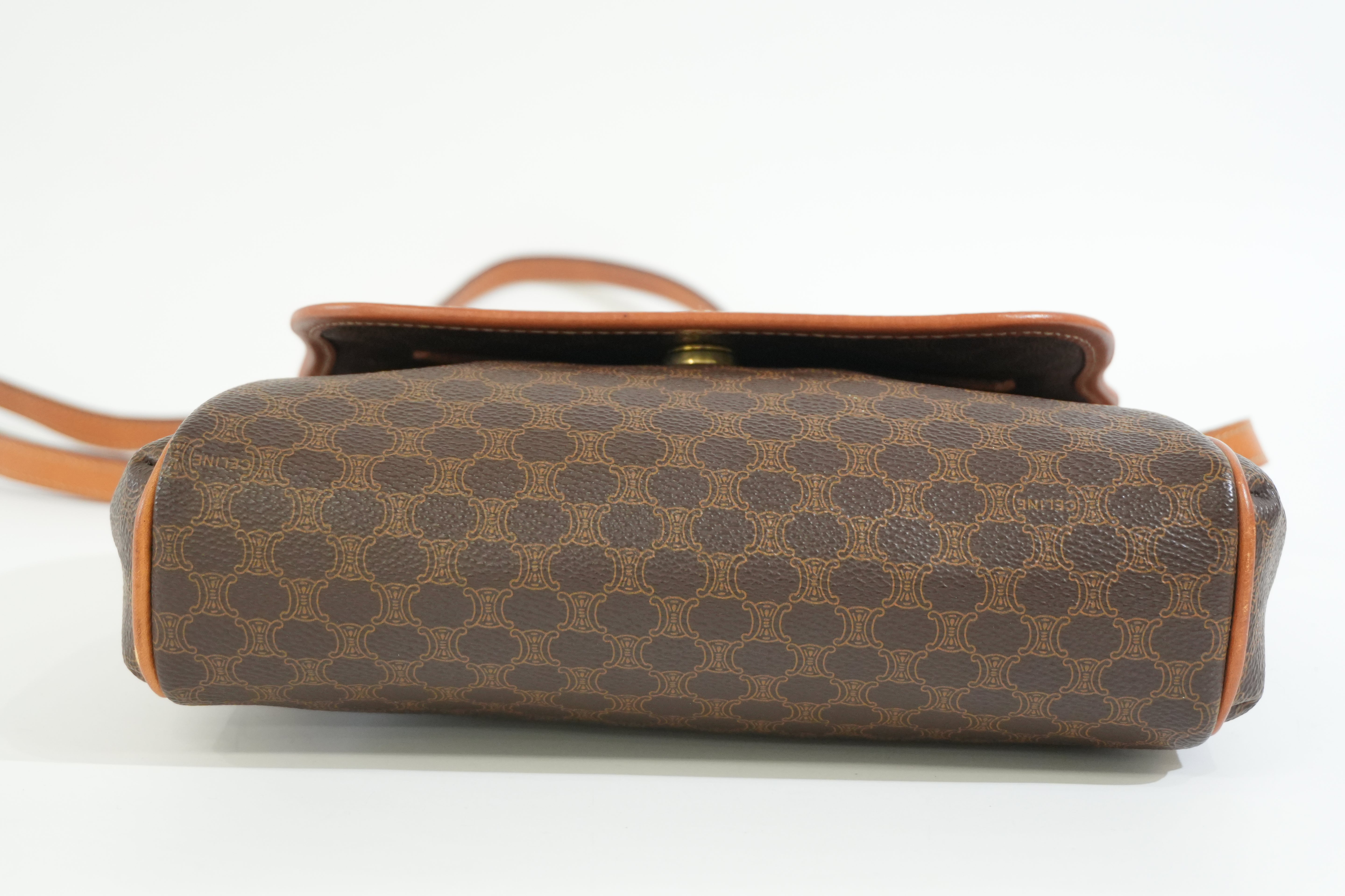 Pre-owned Celine Macadam Crossbody Bag Brown
