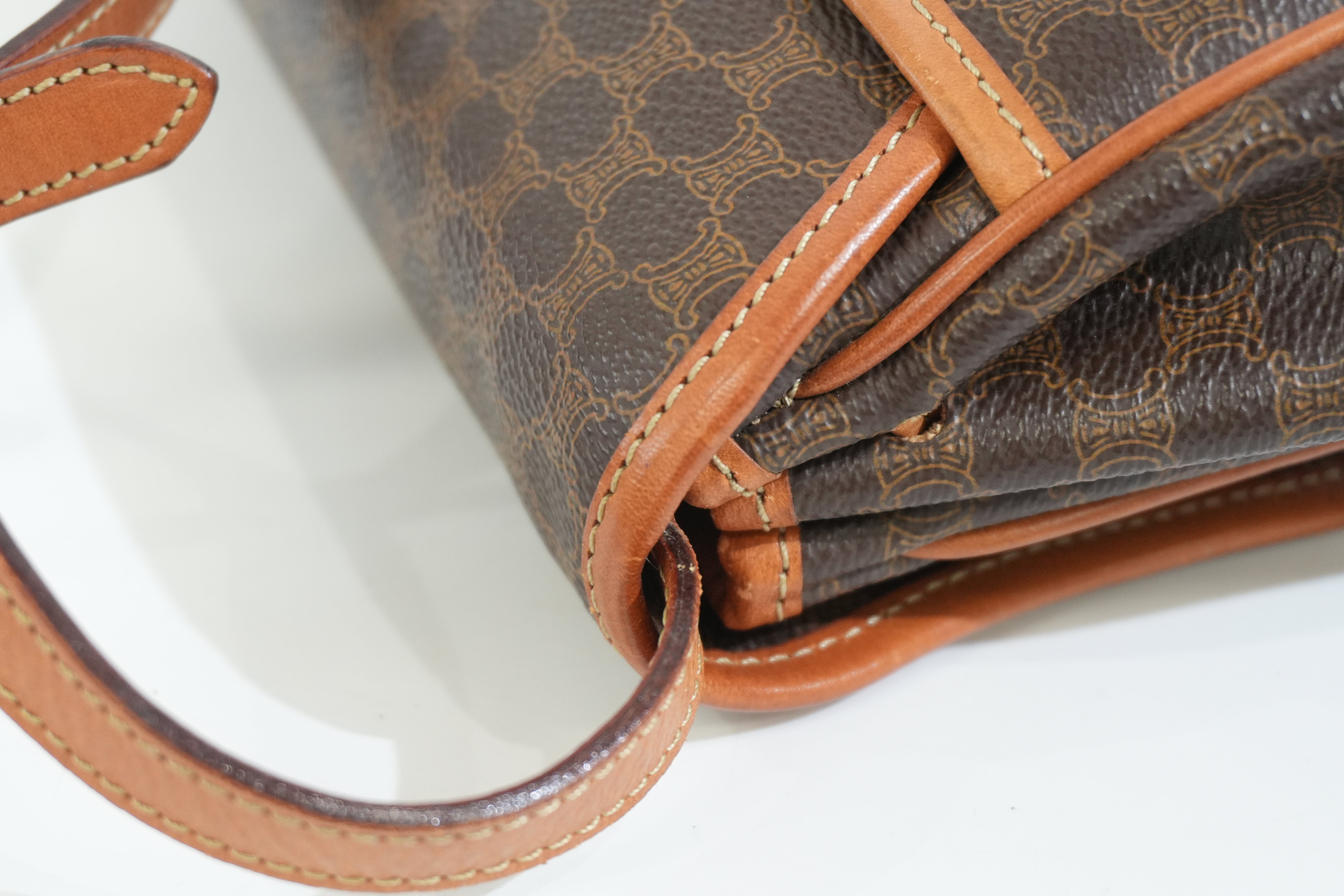 Pre-owned Celine Macadam Crossbody Bag Brown