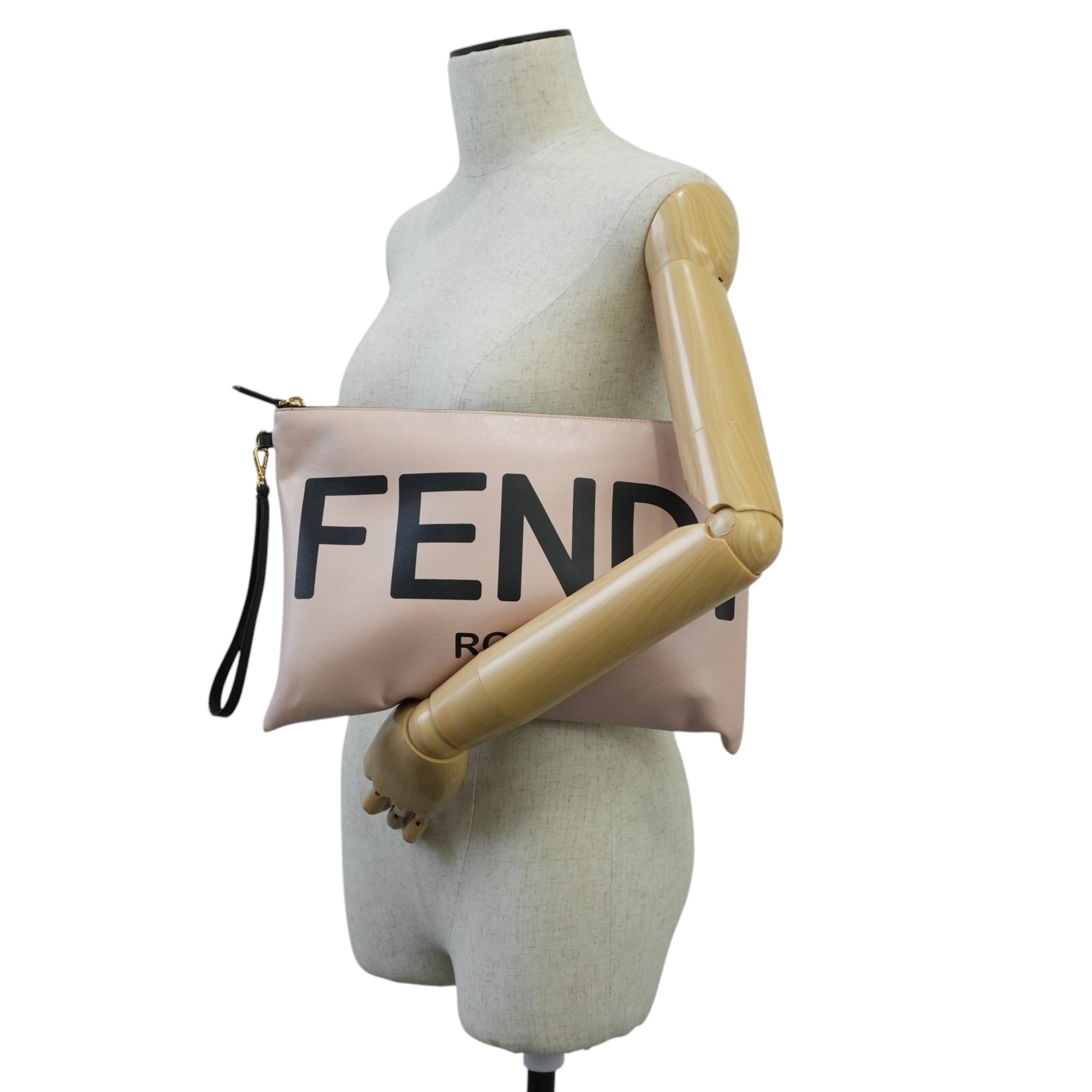 Fendi Clutch Bag Pink Leather Used