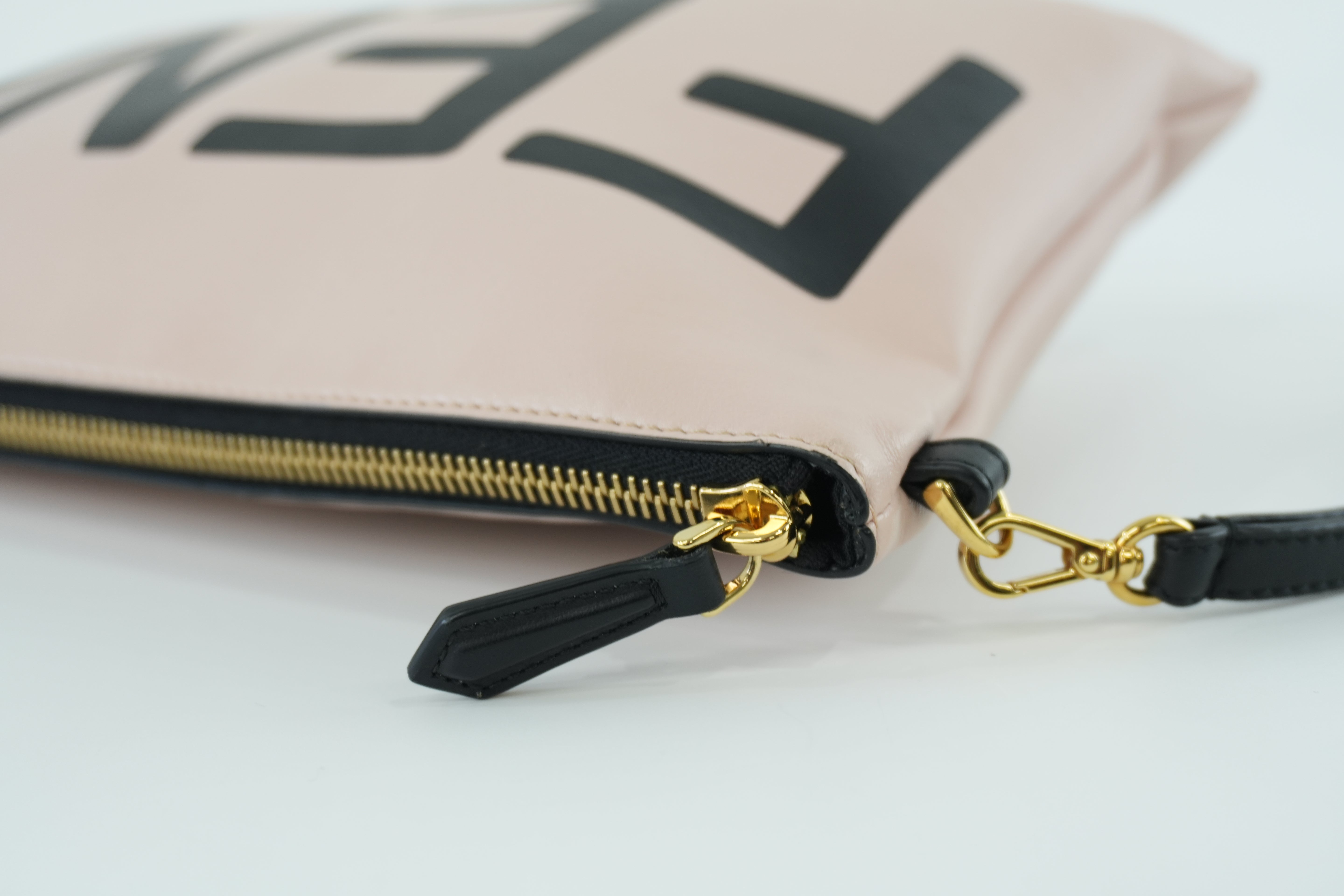 Fendi Clutch Bag Pink Leather Used