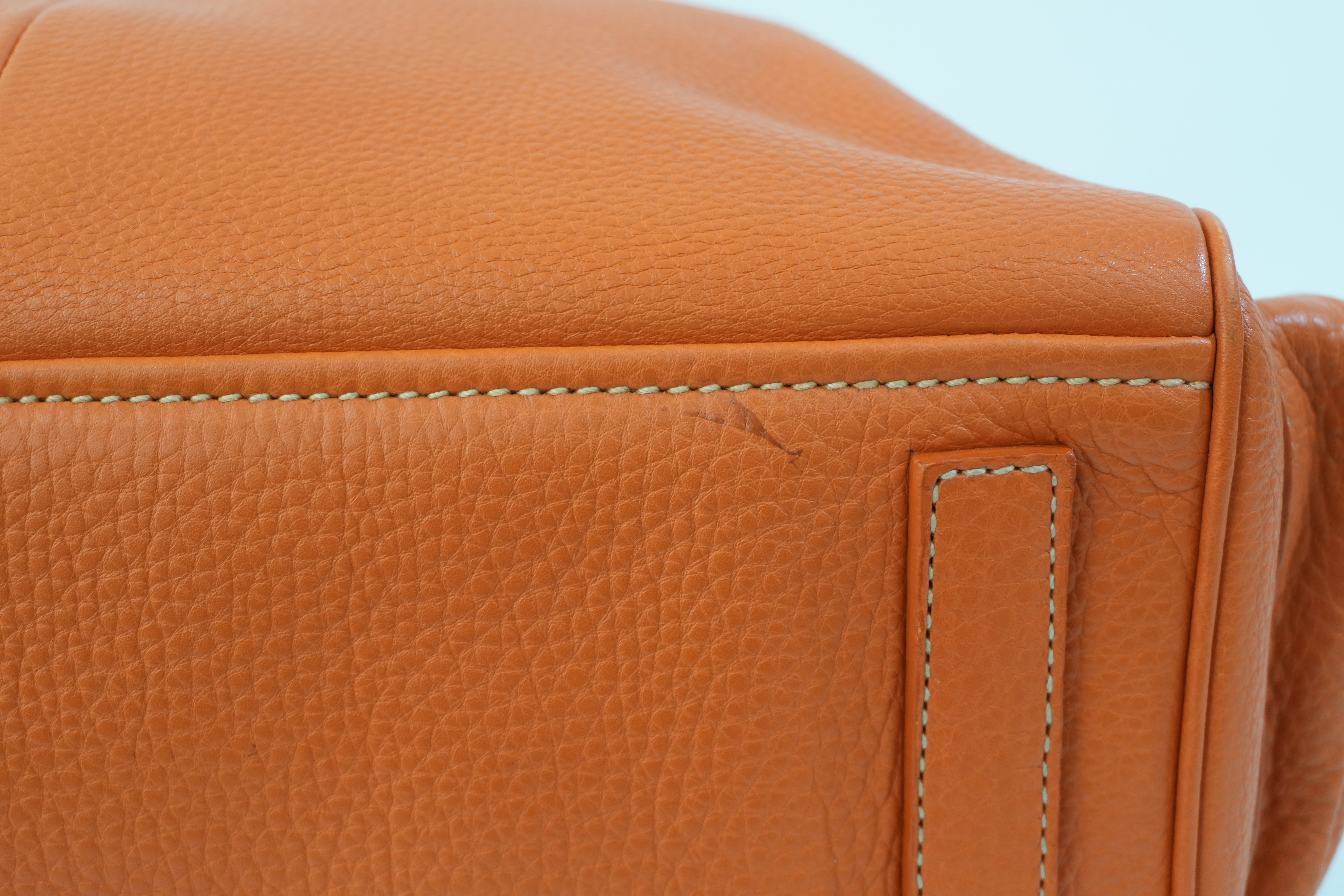 Prada Leather Tote Bag Orange Used