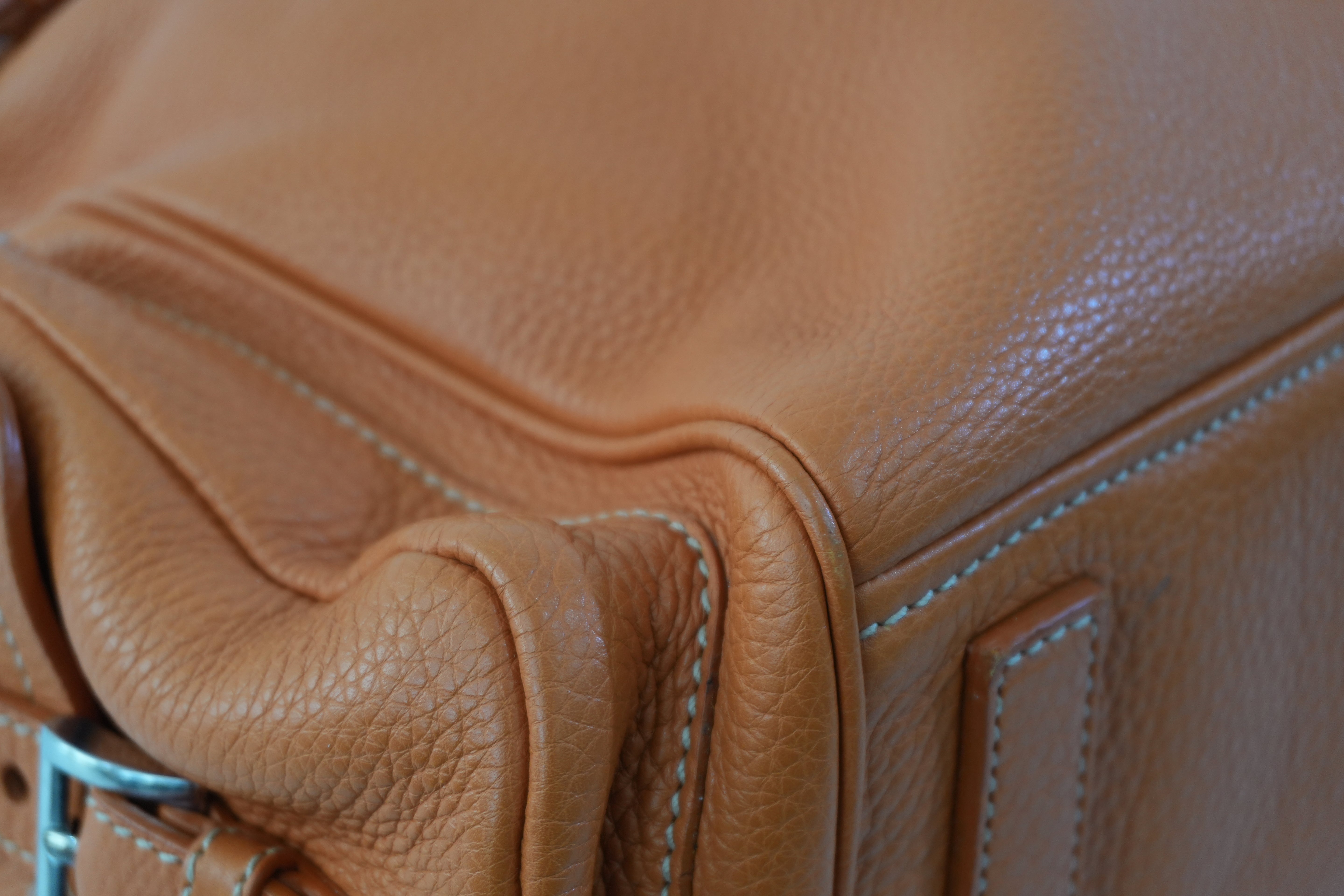 Prada Leather Tote Bag Orange Used