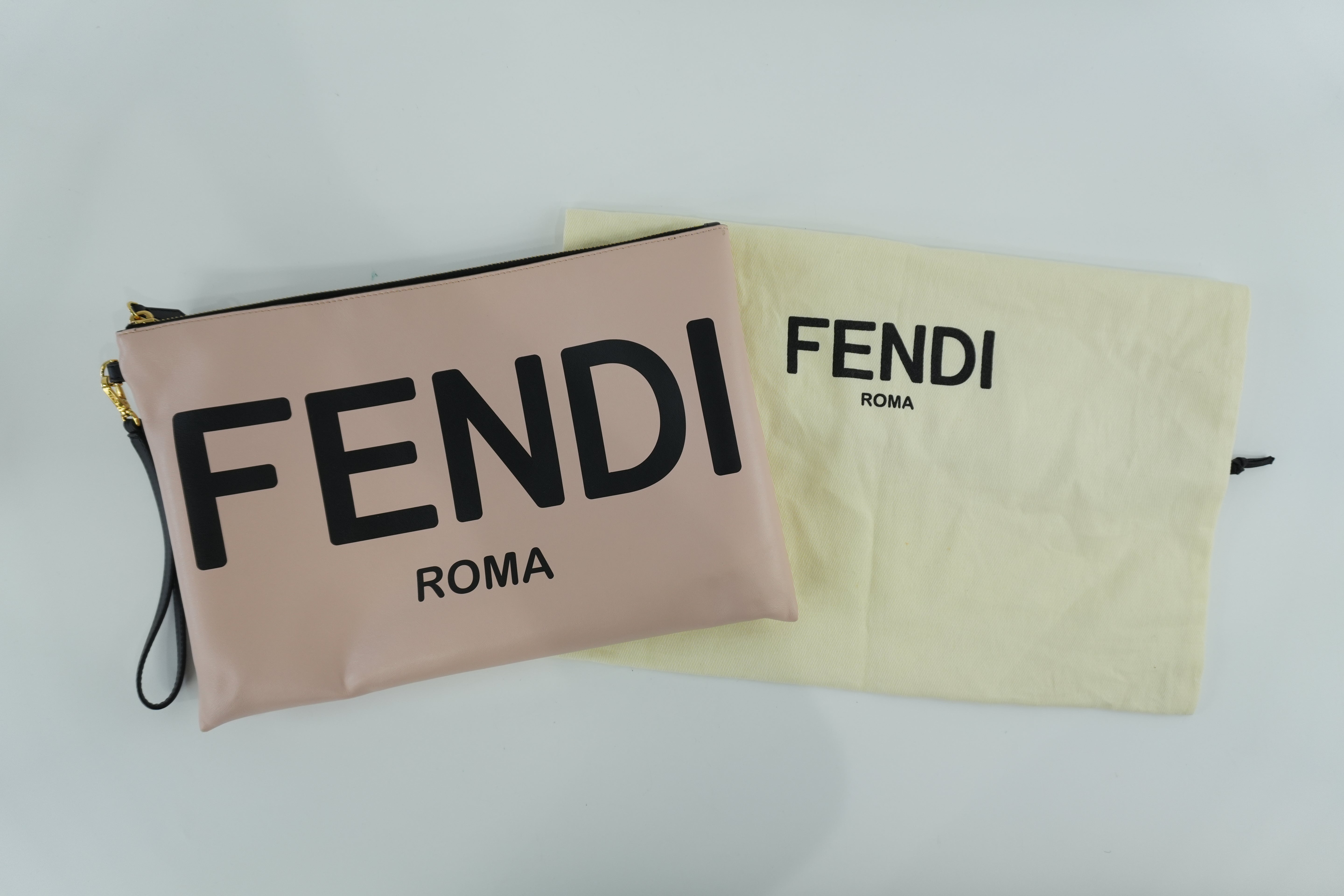 Fendi Clutch Bag Pink Leather Used