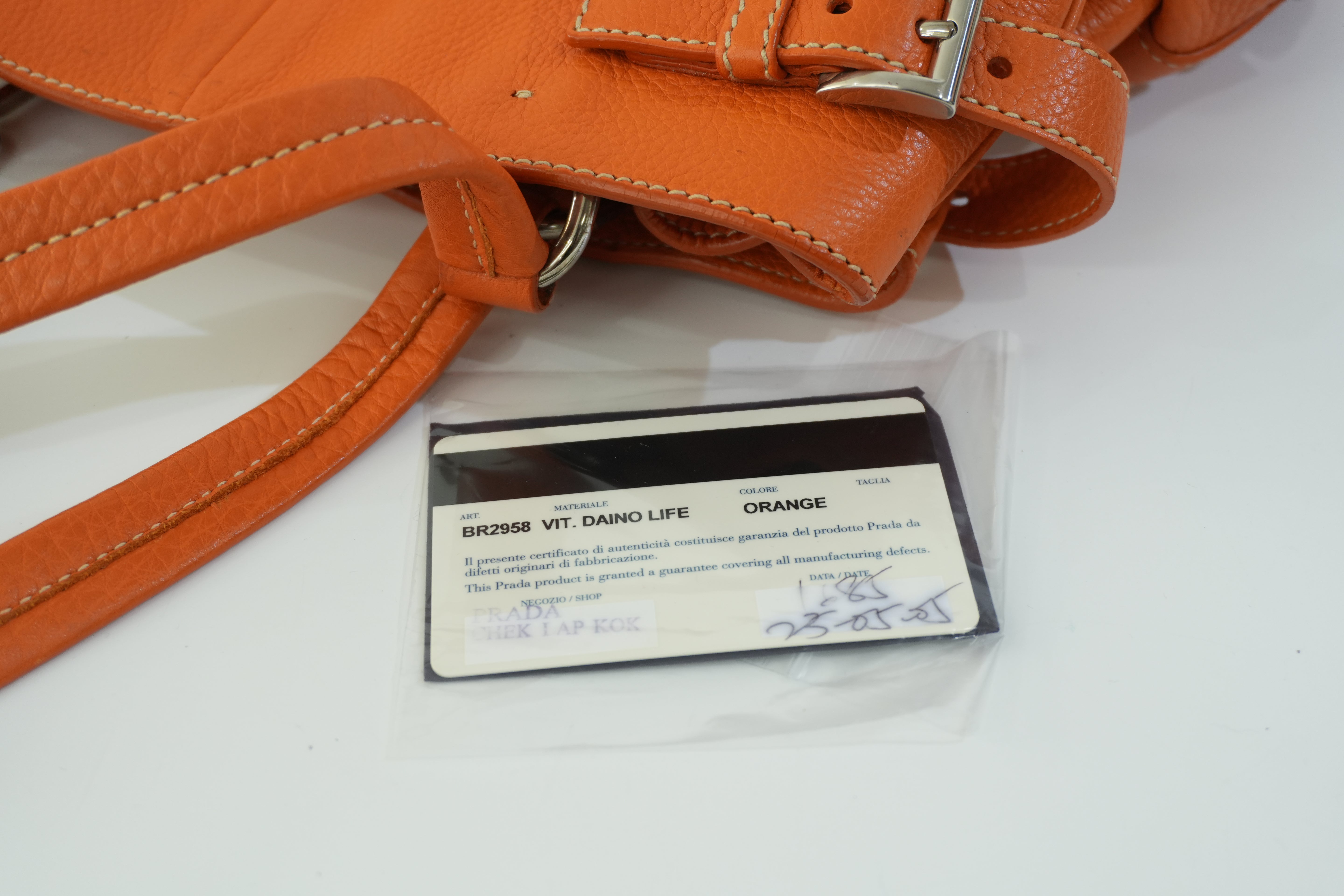 Prada Leather Tote Bag Orange Used