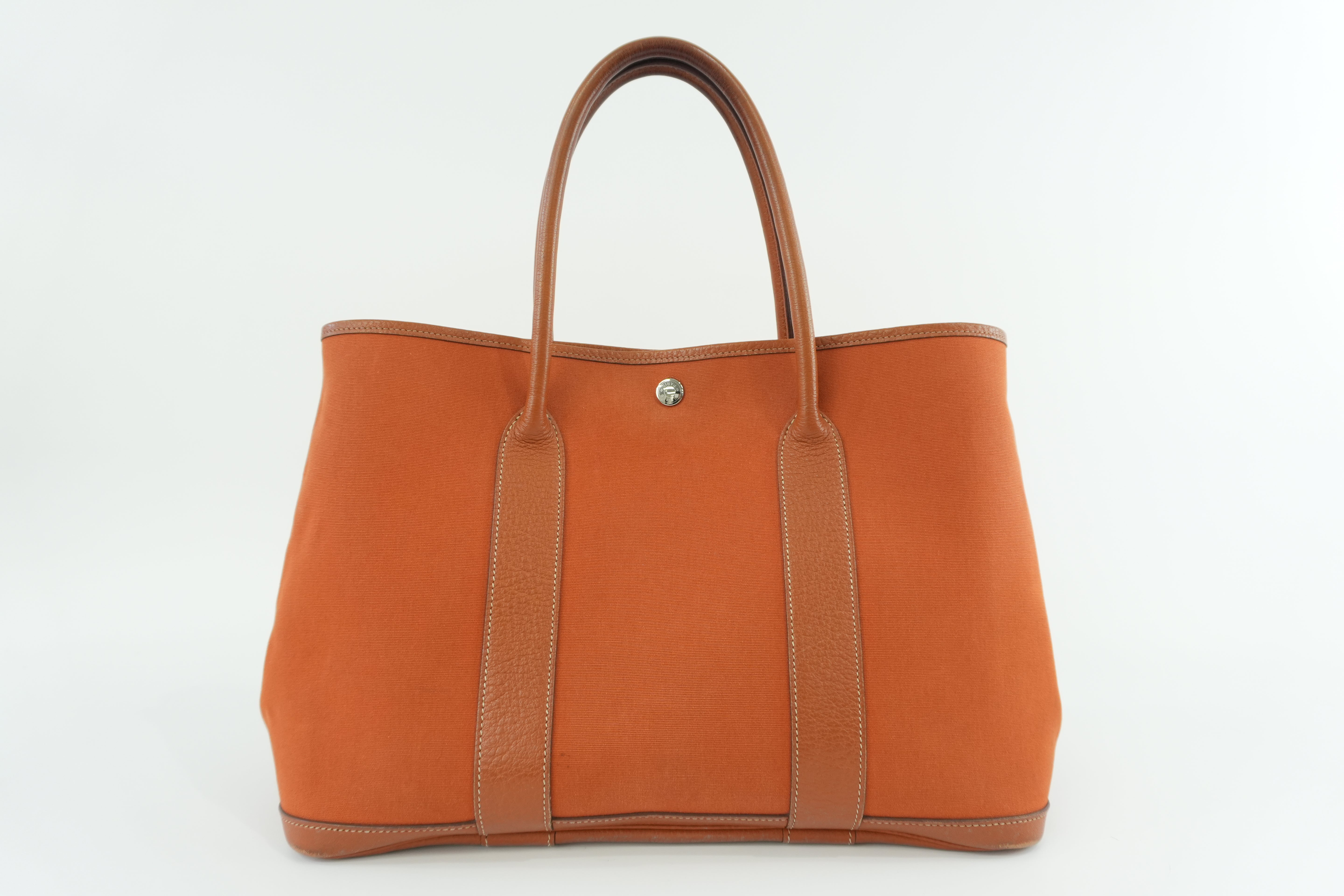 Hermes Garden Party Canvas Orange Used