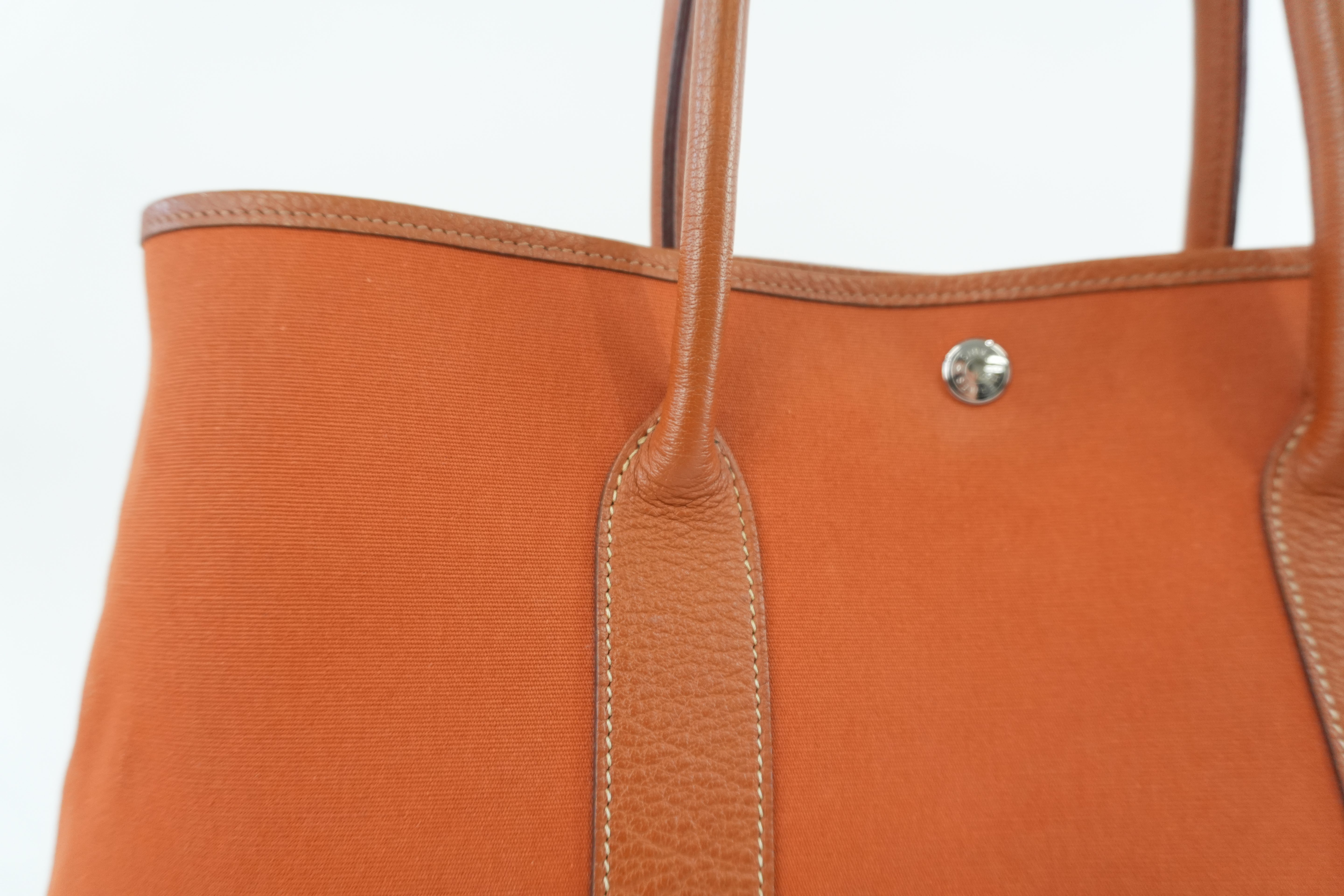Hermes Garden Party Canvas Orange Used