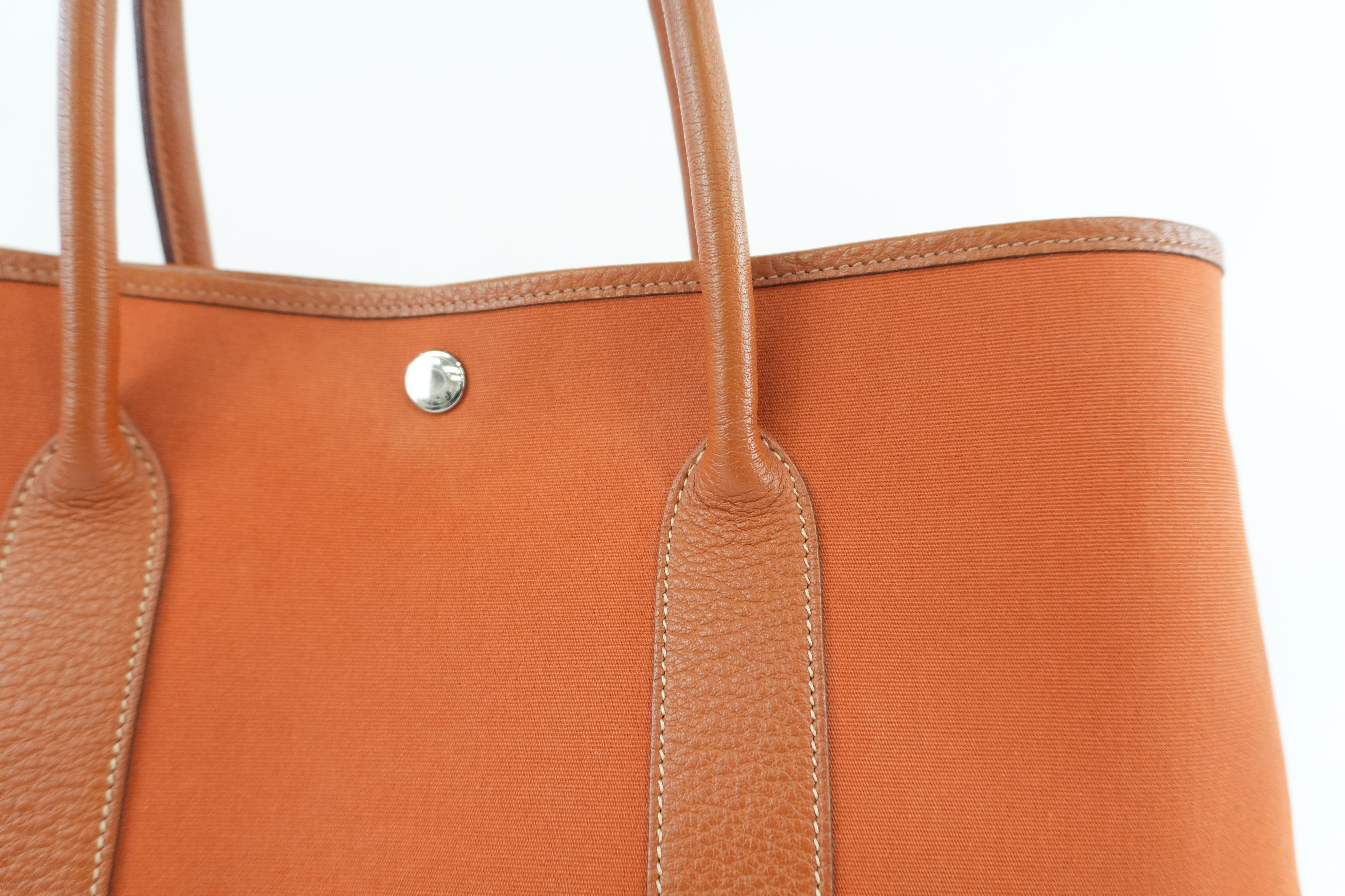 Hermes Garden Party Canvas Orange Used