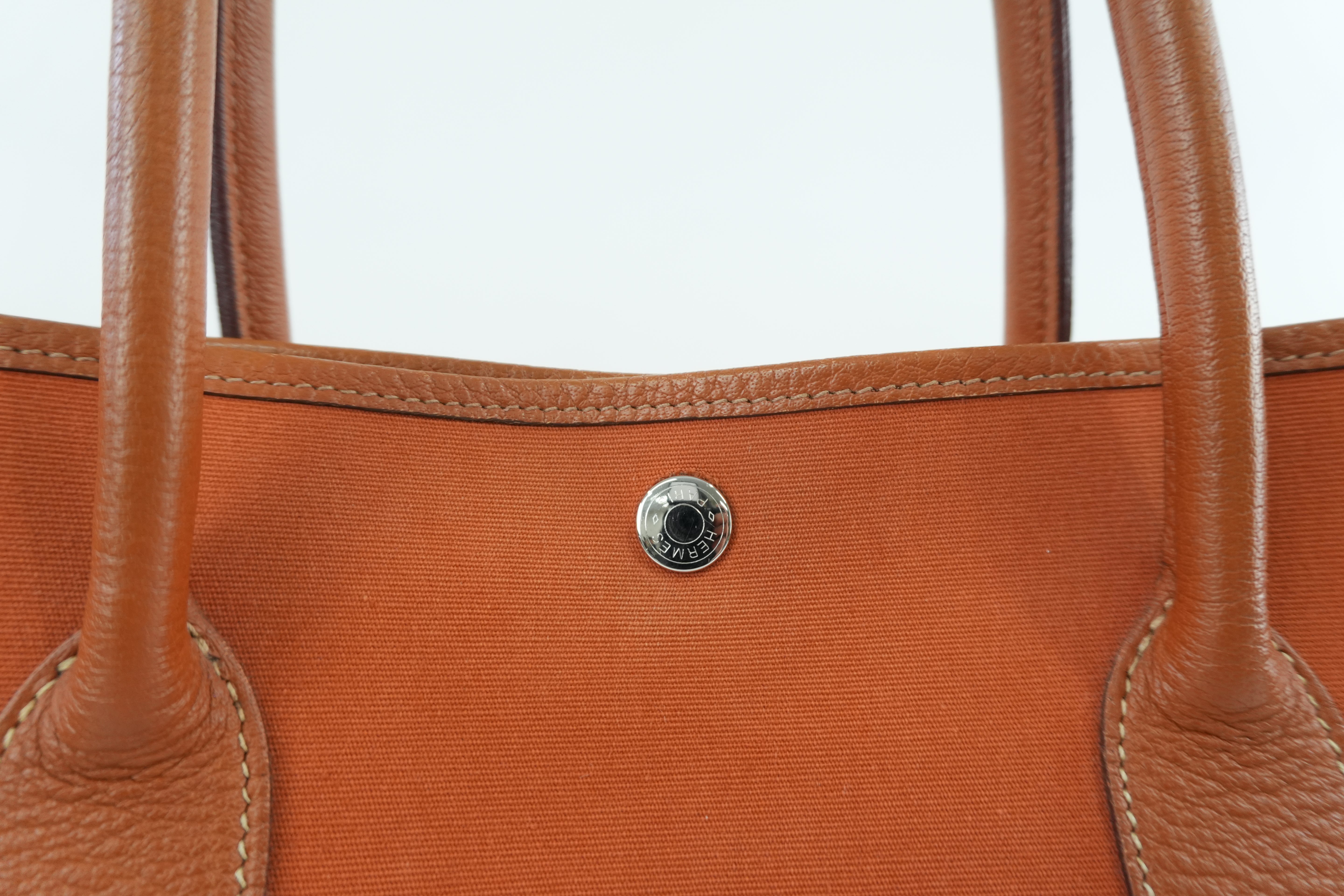 Hermes Garden Party Canvas Orange Used