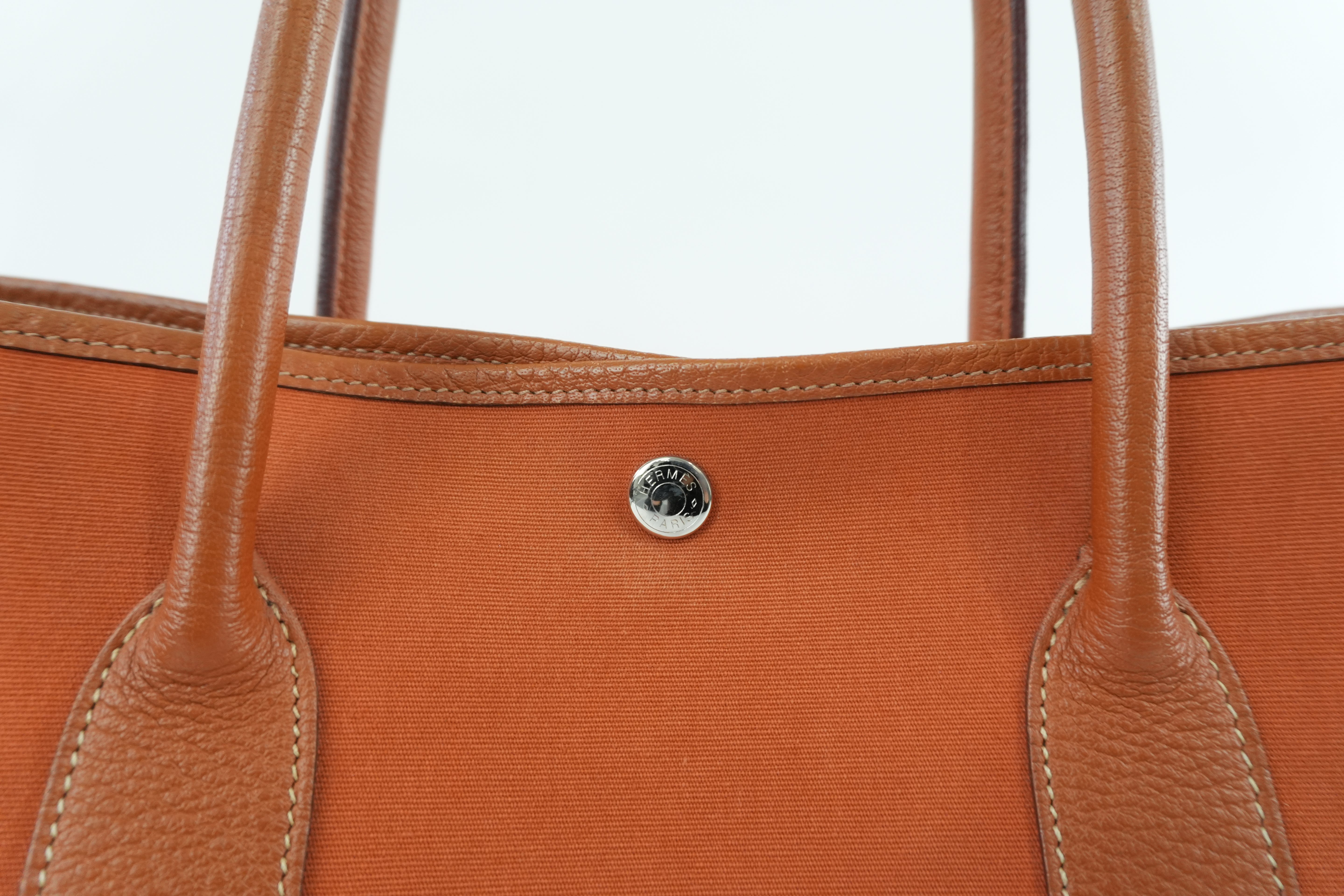Hermes Garden Party Canvas Orange Used