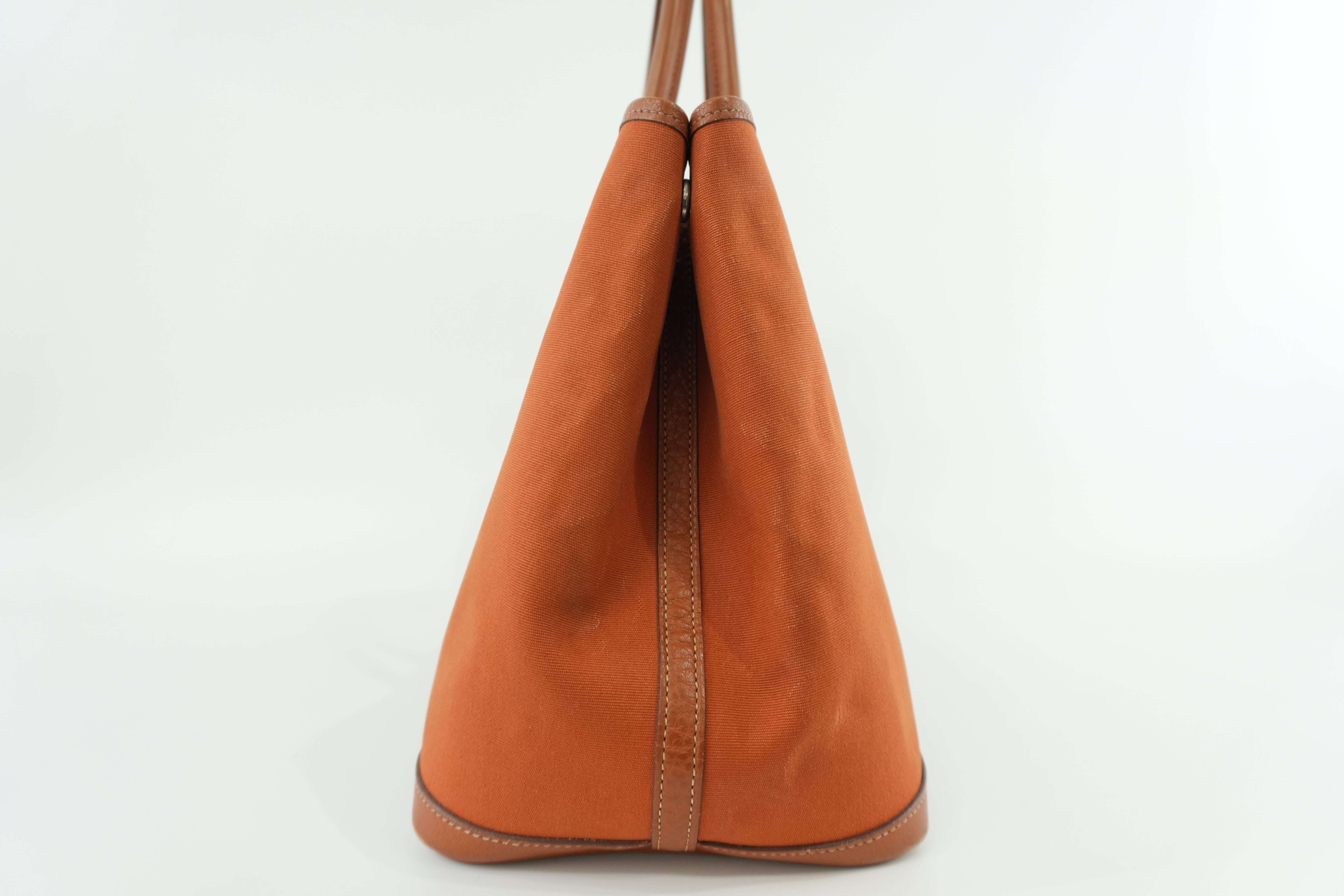Hermes Garden Party Canvas Orange Used