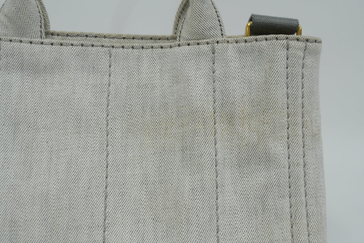 Pre-Owned Prada Fabric Canvas two Way Canapa Shoulder Bag Gray