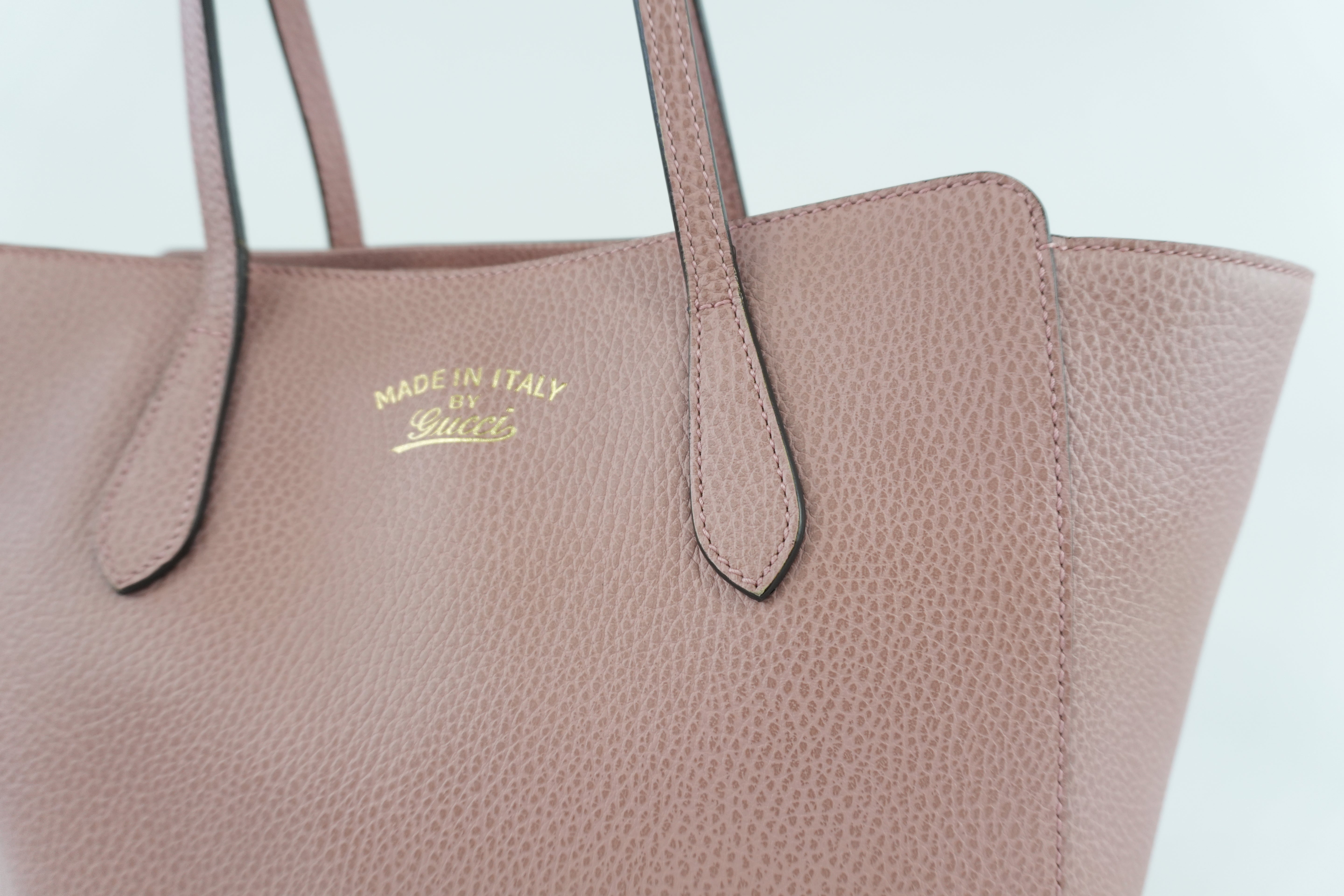 Gucci Swing Tote Bag Pink Leather Used