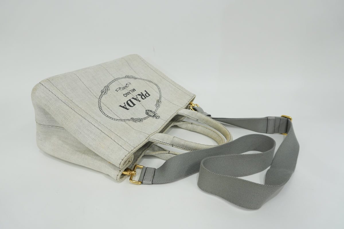 Pre-Owned Prada Fabric Canvas two Way Canapa Shoulder Bag Gray