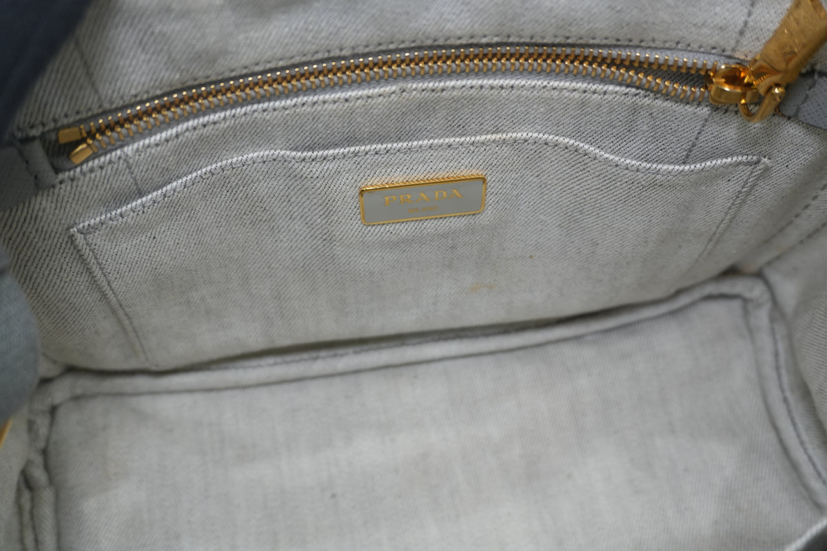 Pre-Owned Prada Fabric Canvas two Way Canapa Shoulder Bag Gray