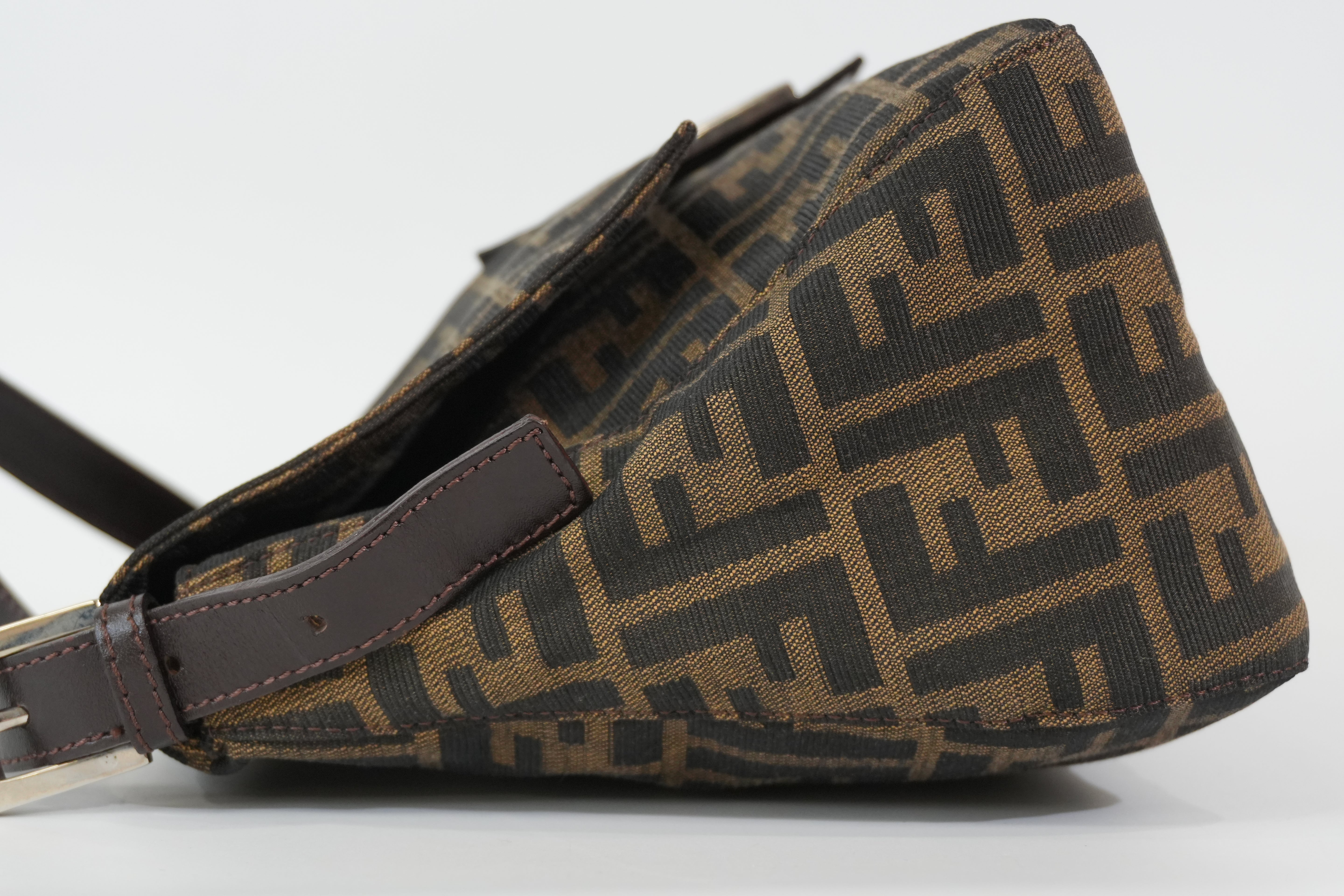 Pre-owned Fendi Zucca Mamma Baguette Handbag Brown