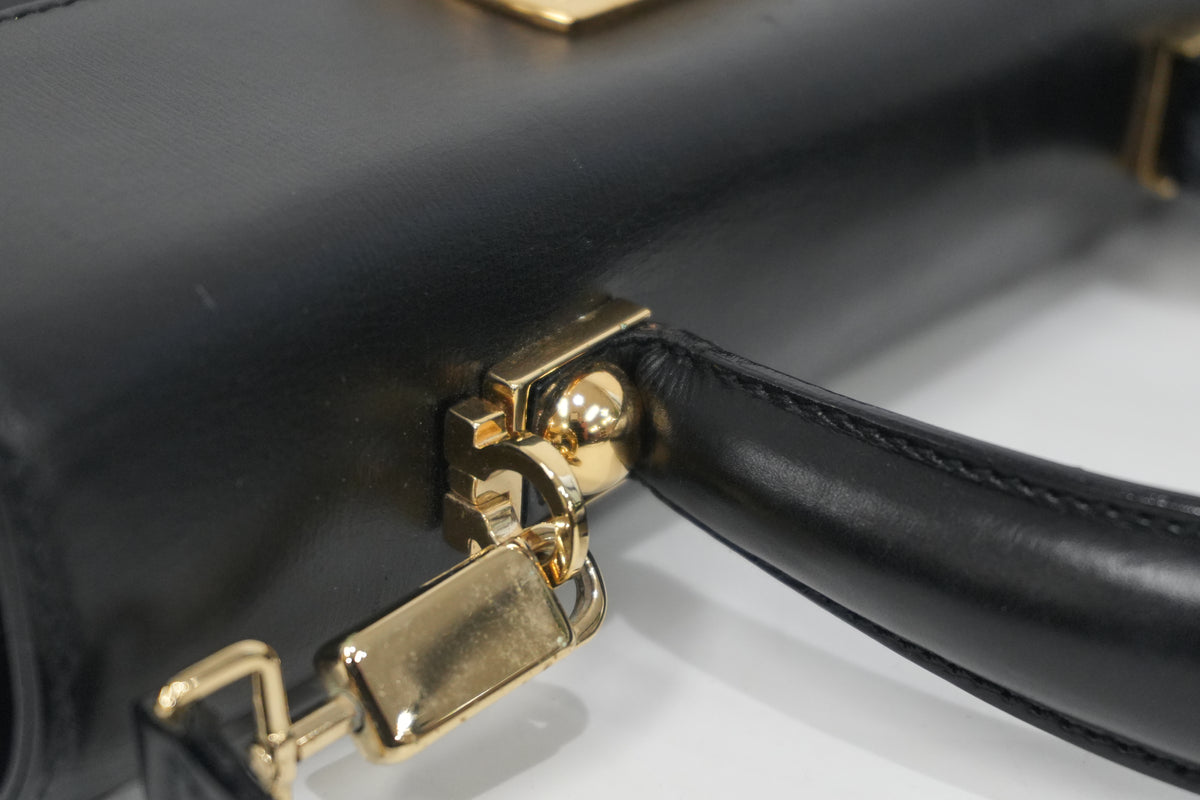 Pre-Owned Ferragamo Gancini Top Handle Two Way Black