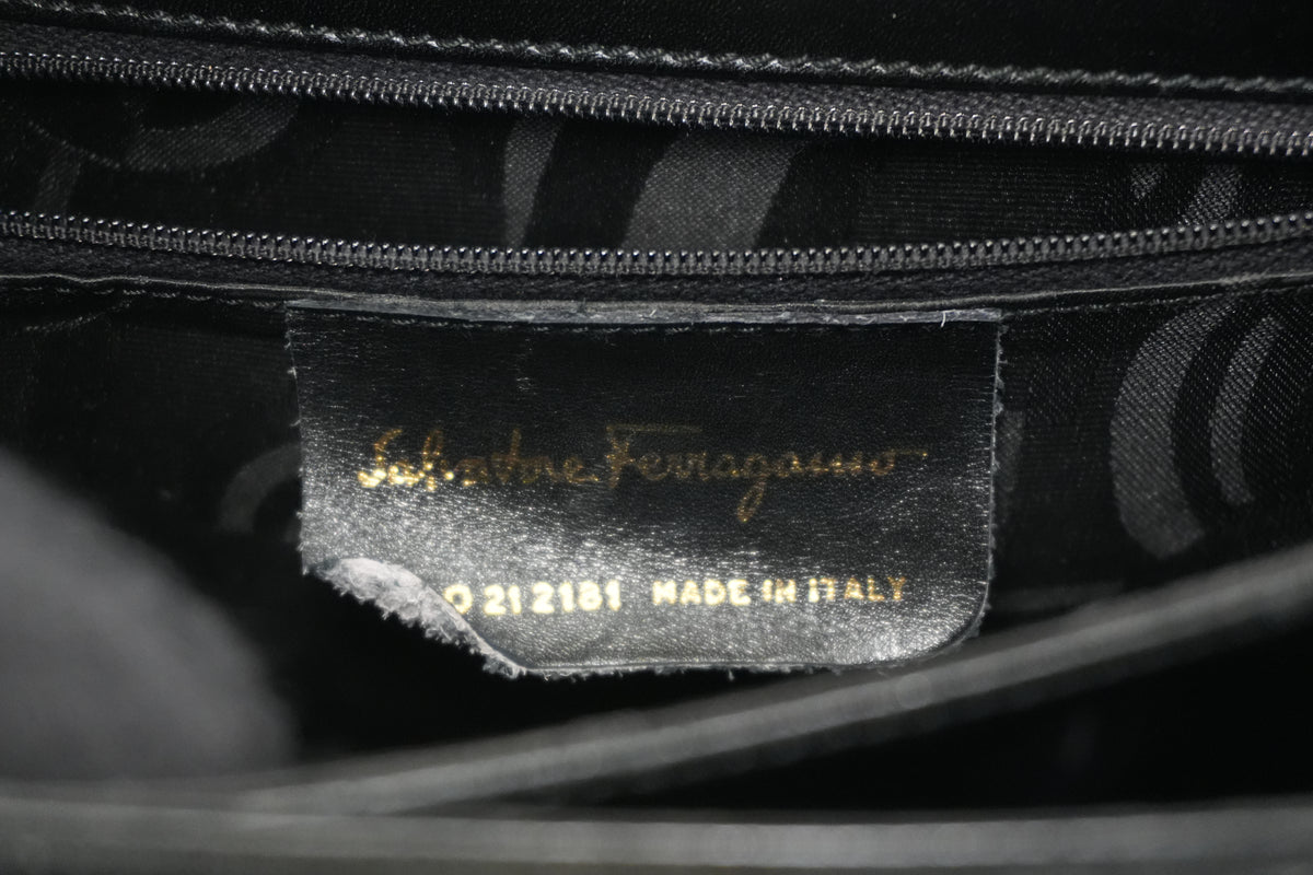 Pre-Owned Ferragamo Gancini Top Handle Two Way Black