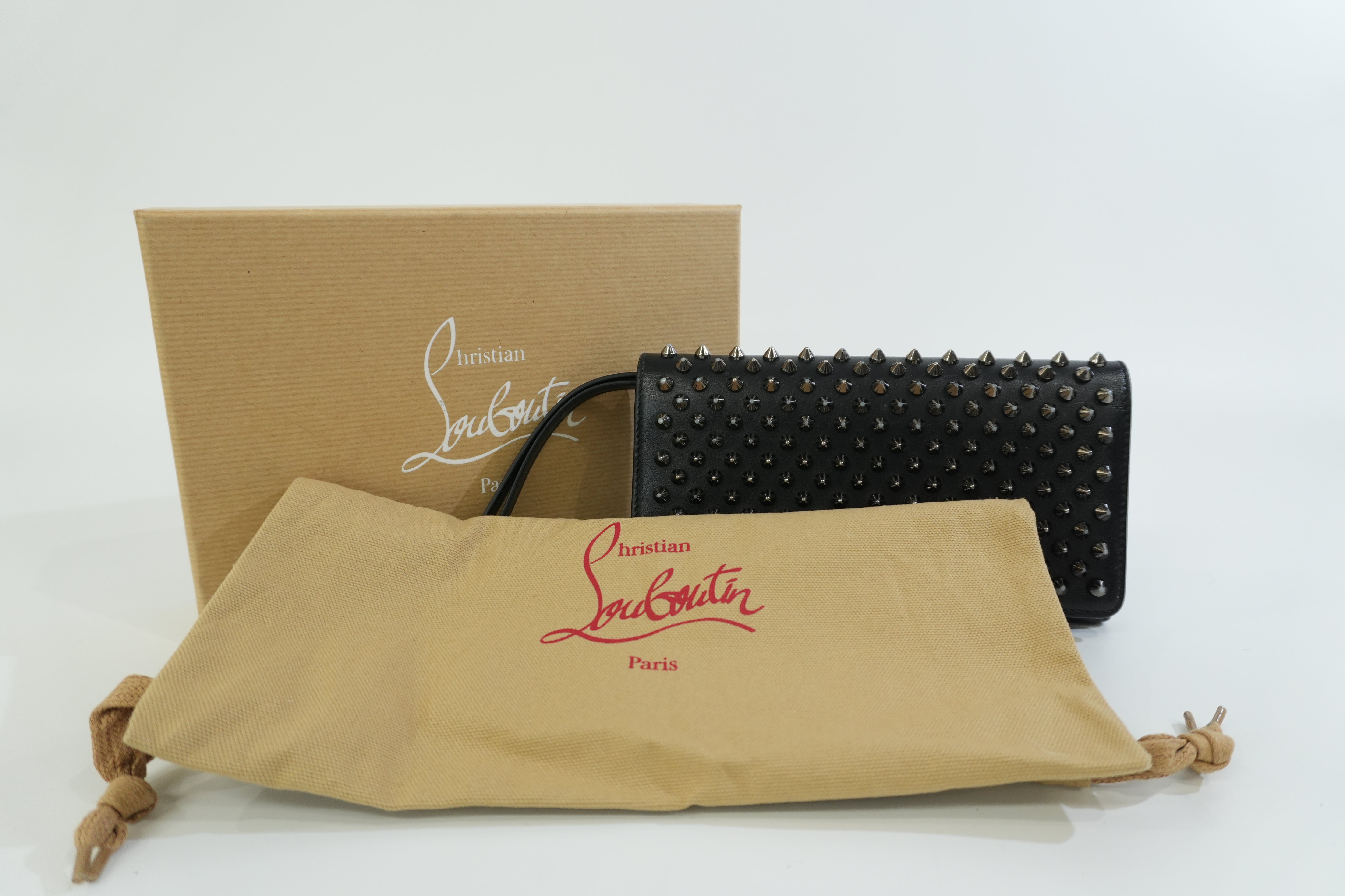 Pre-owned Christian Louboutin Studs Leather Wallet Black
