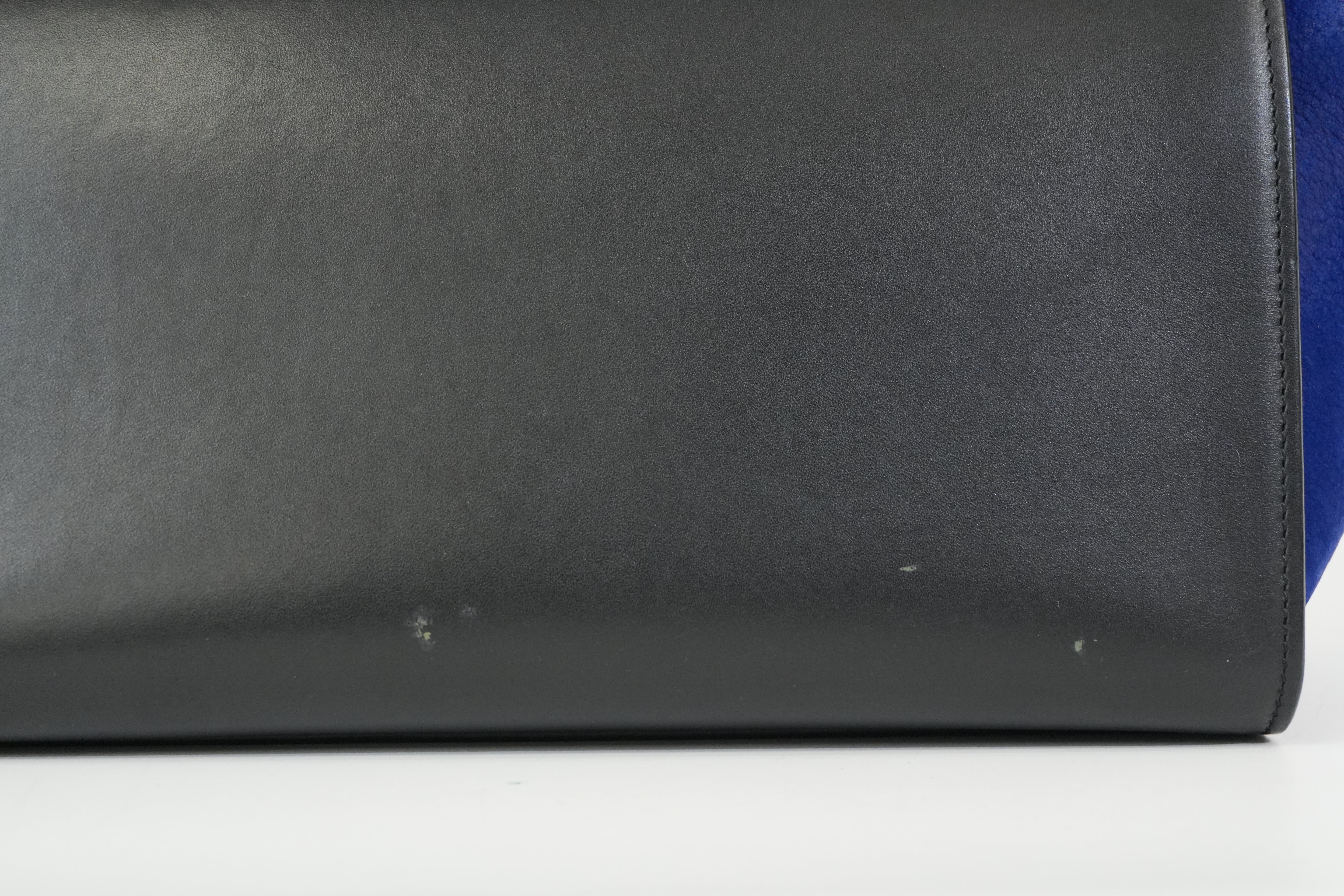 Pre-owned Celine Two Way Trapeze Shoulder Bag Blue and Brown