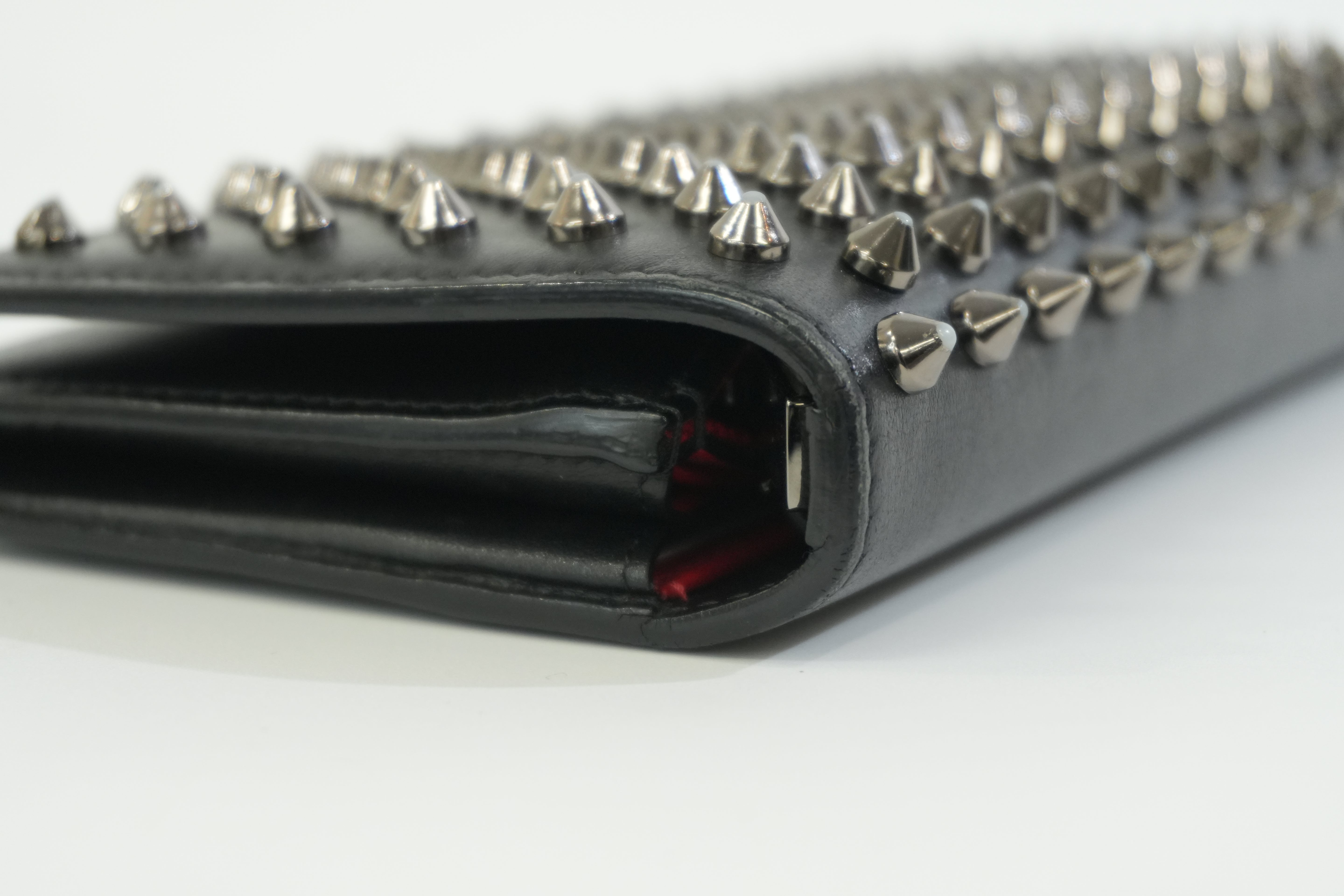 Pre-owned Christian Louboutin Studs Leather Wallet Black