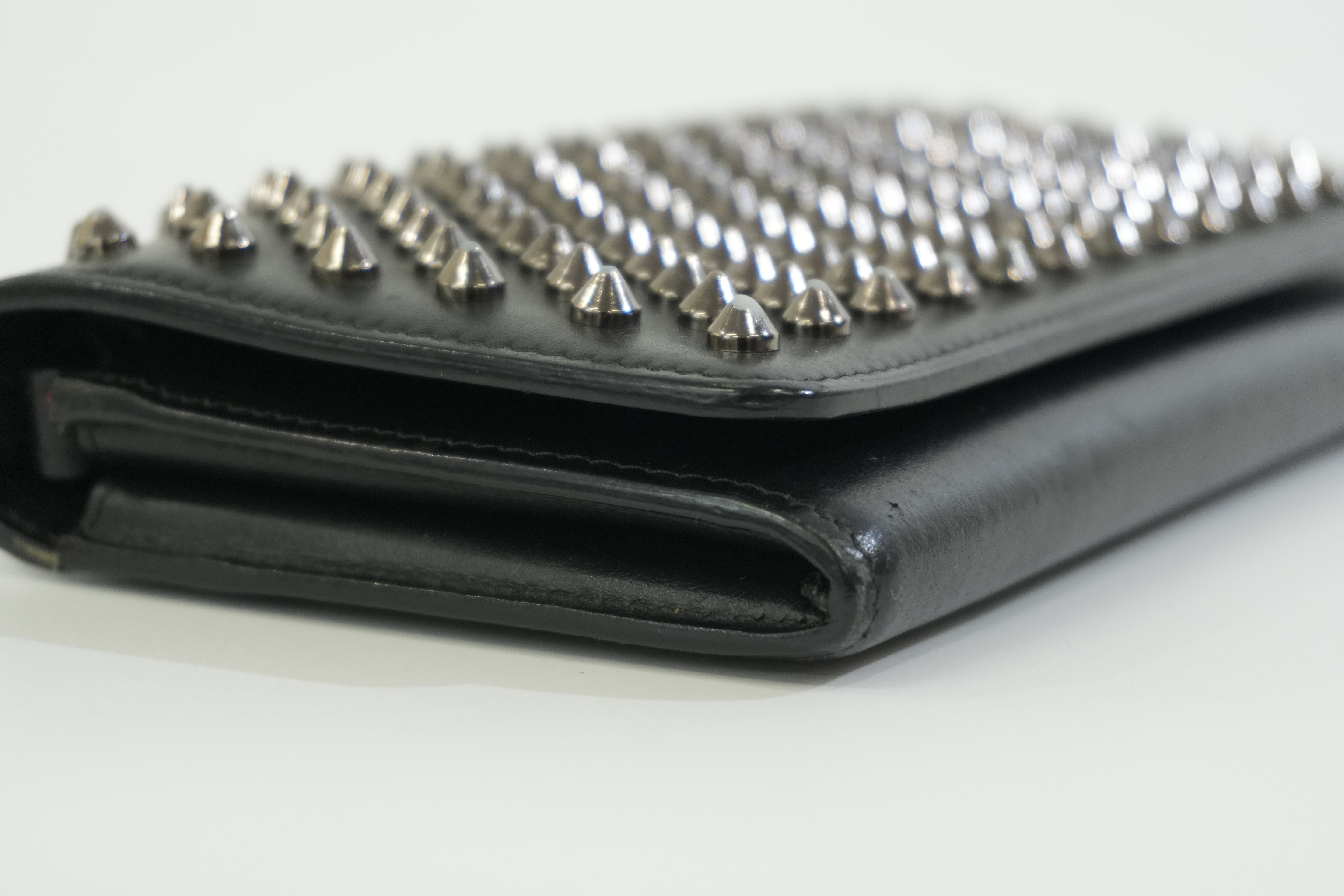 Pre-owned Christian Louboutin Studs Leather Wallet Black