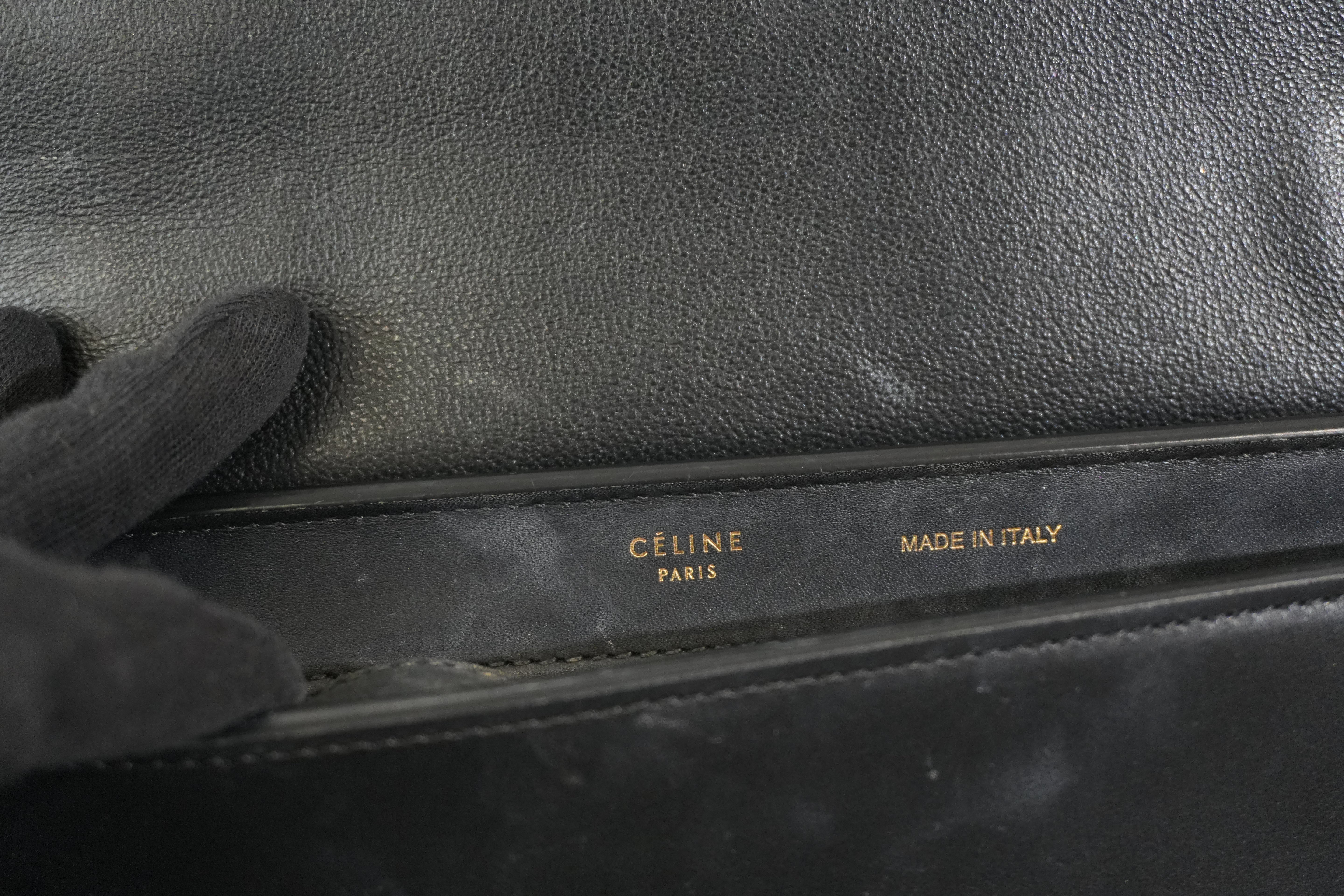 Pre-owned Celine Two Way Trapeze Shoulder Bag Blue and Brown