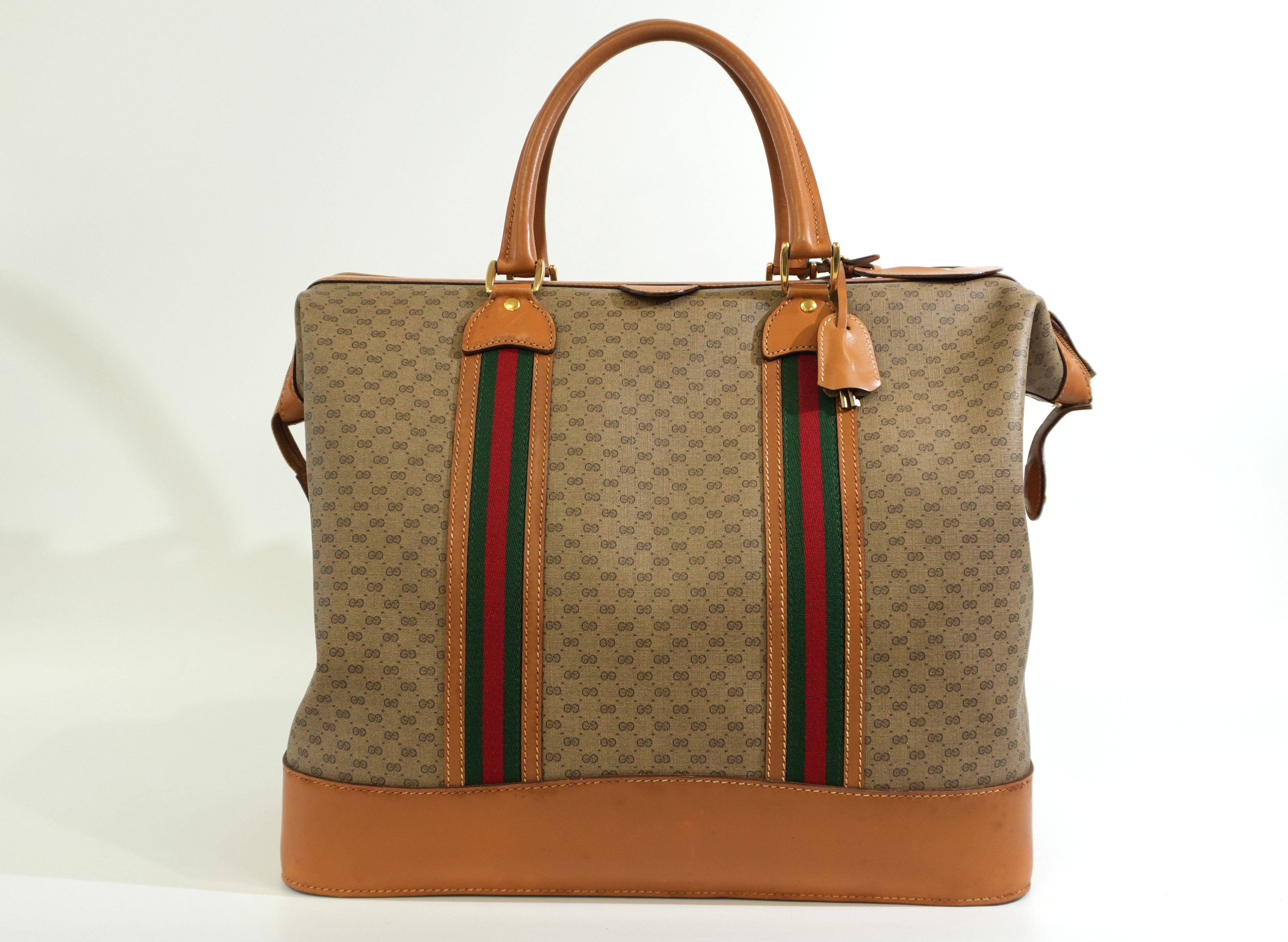 Pre-owned Gucci Supreme Travel Bag Brown