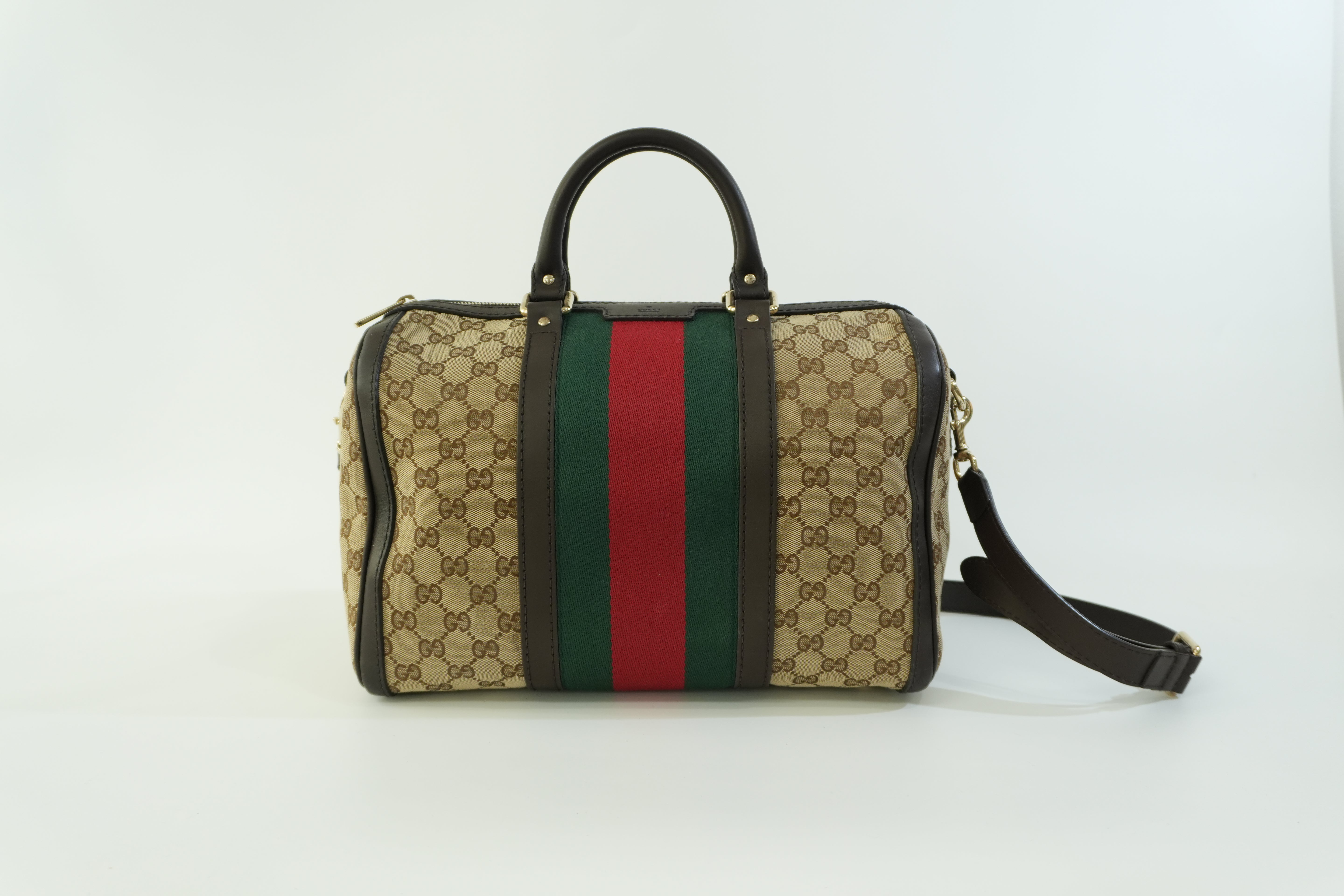 Pre-owned Gucci Fabric Canvas Two Way Sheryline Boston Shoulder Bag