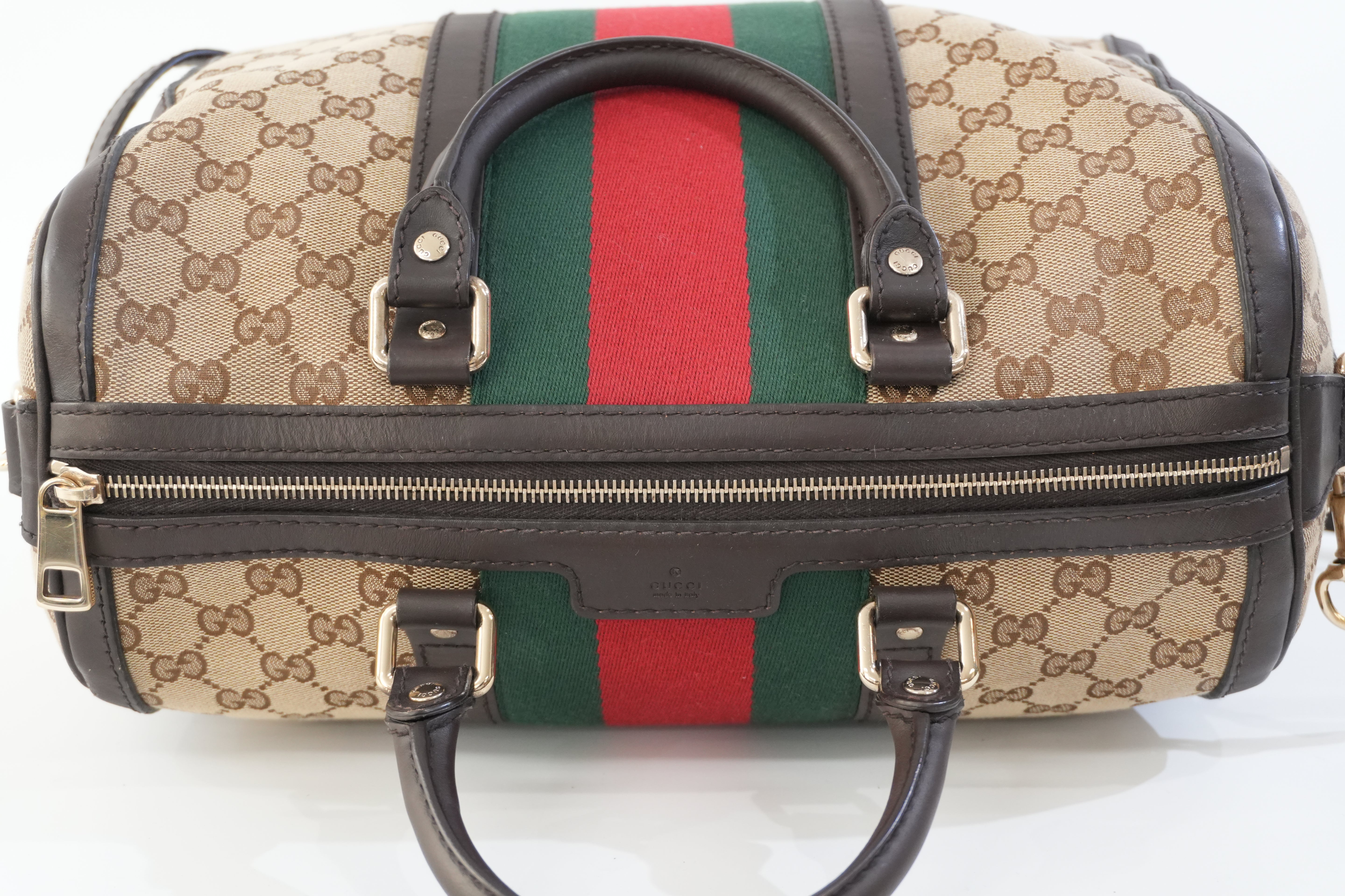 Pre-owned Gucci Fabric Canvas Two Way Sheryline Boston Shoulder Bag