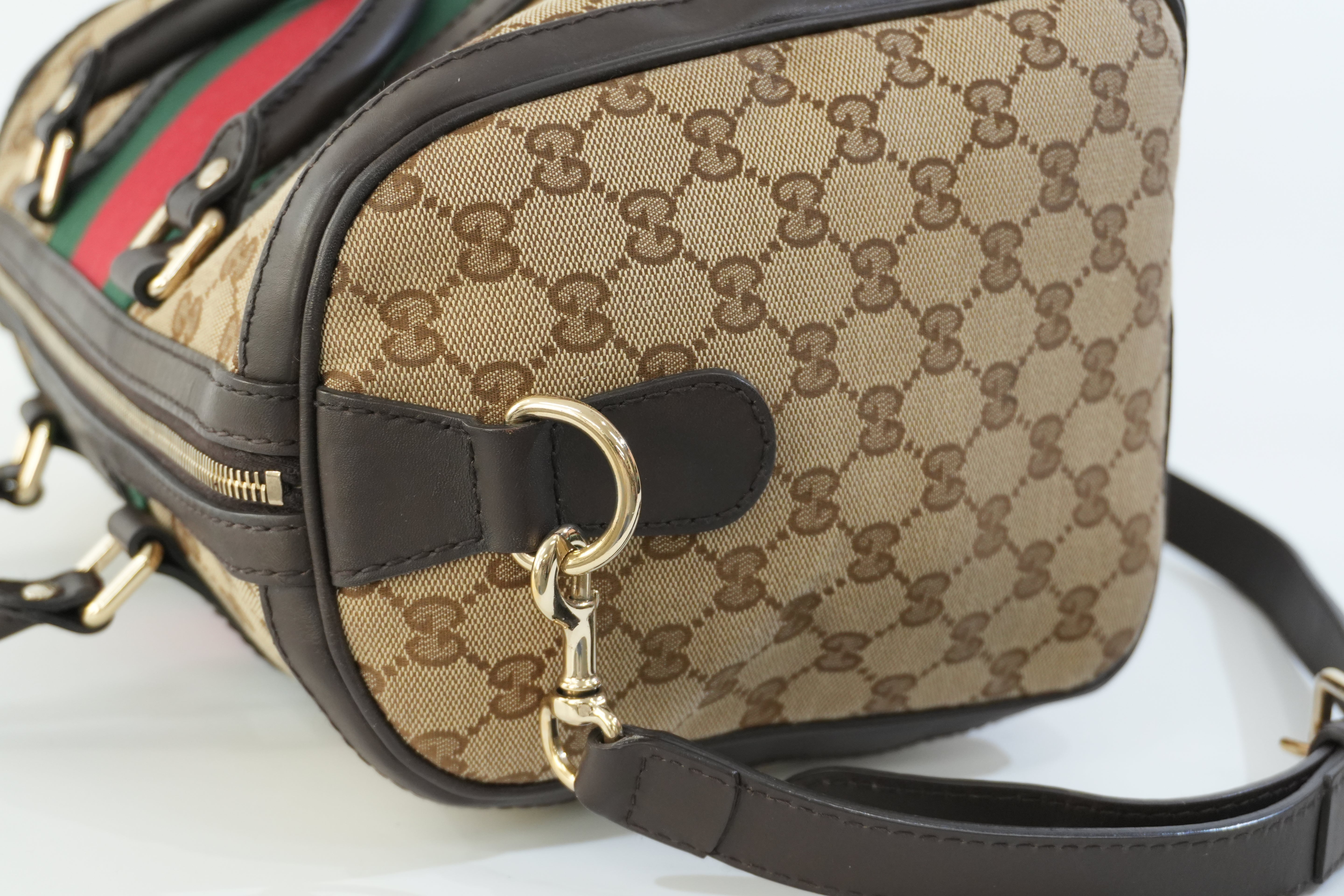 Pre-owned Gucci Fabric Canvas Two Way Sheryline Boston Shoulder Bag