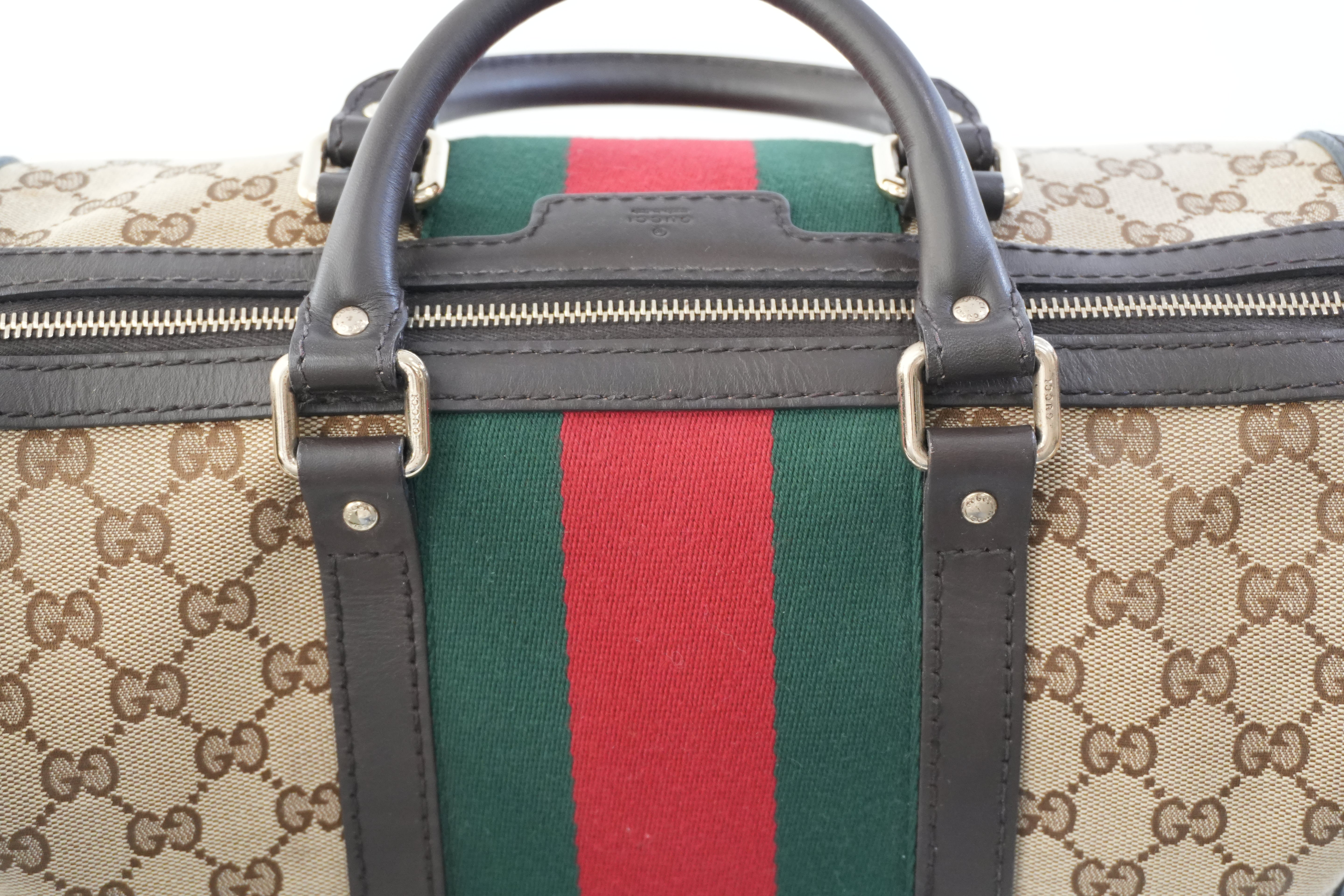 Pre-owned Gucci Fabric Canvas Two Way Sheryline Boston Shoulder Bag